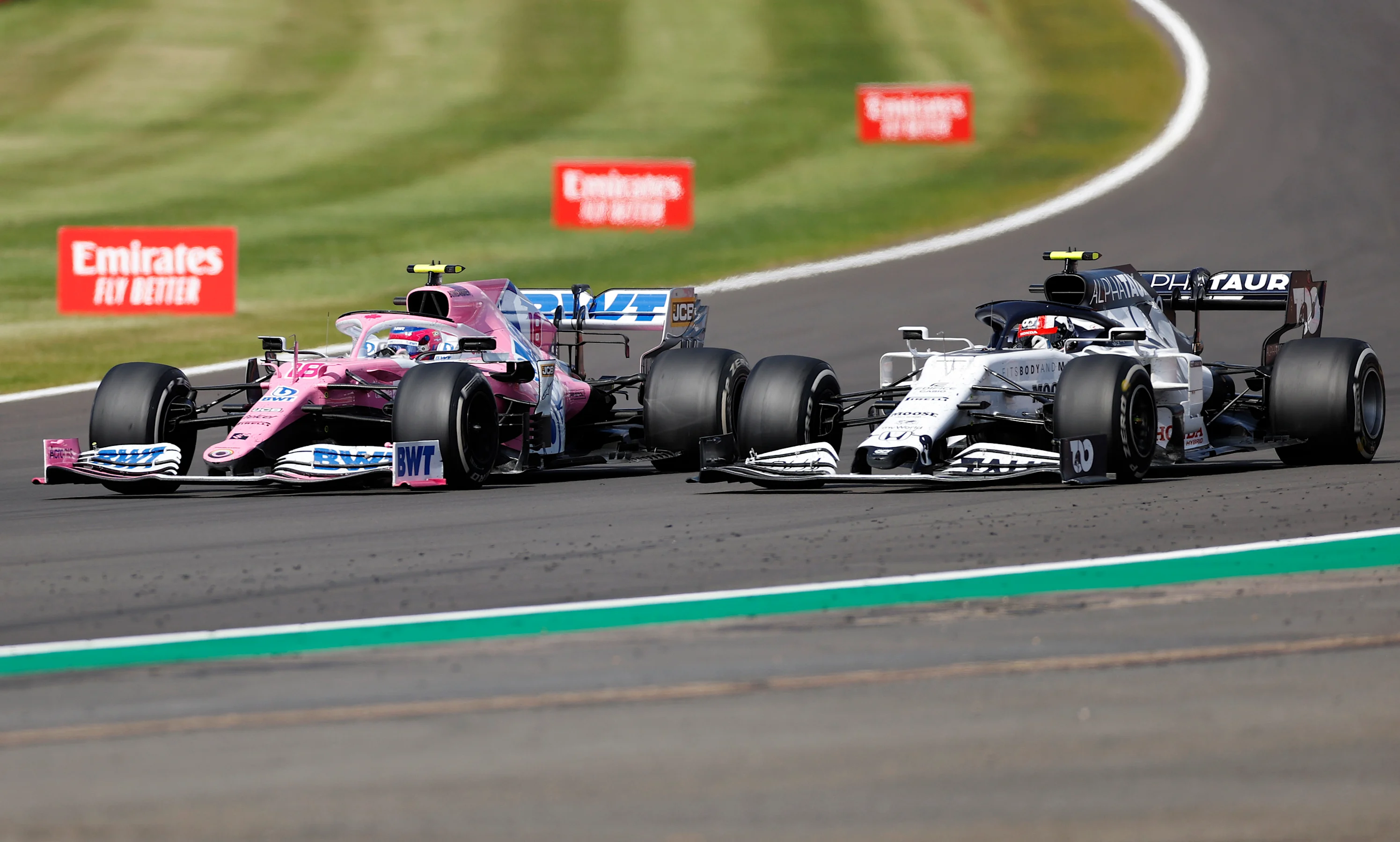 NORTHAMPTON, ENGLAND - AUGUST 02: Lance Stroll of Canada driving the (18) Racing Point RP20