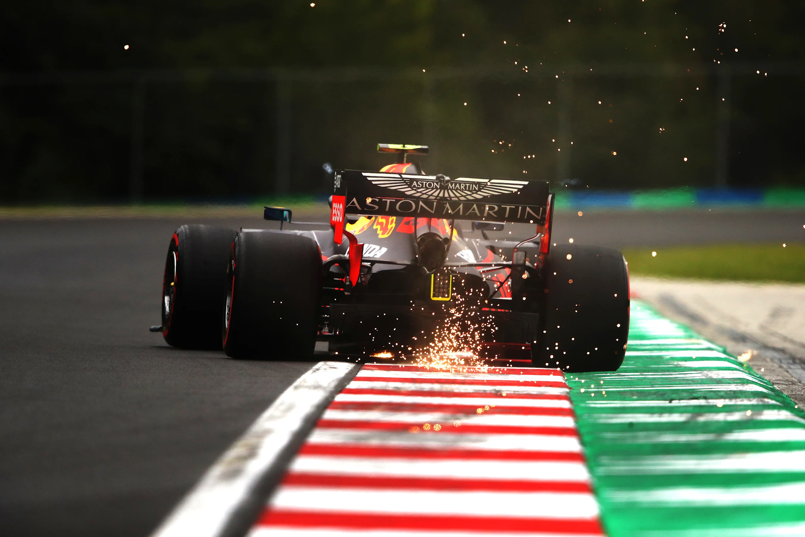 BUDAPEST, HUNGARY - JULY 17: Alexander Albon of Thailand driving the (23) Aston Martin Red Bull