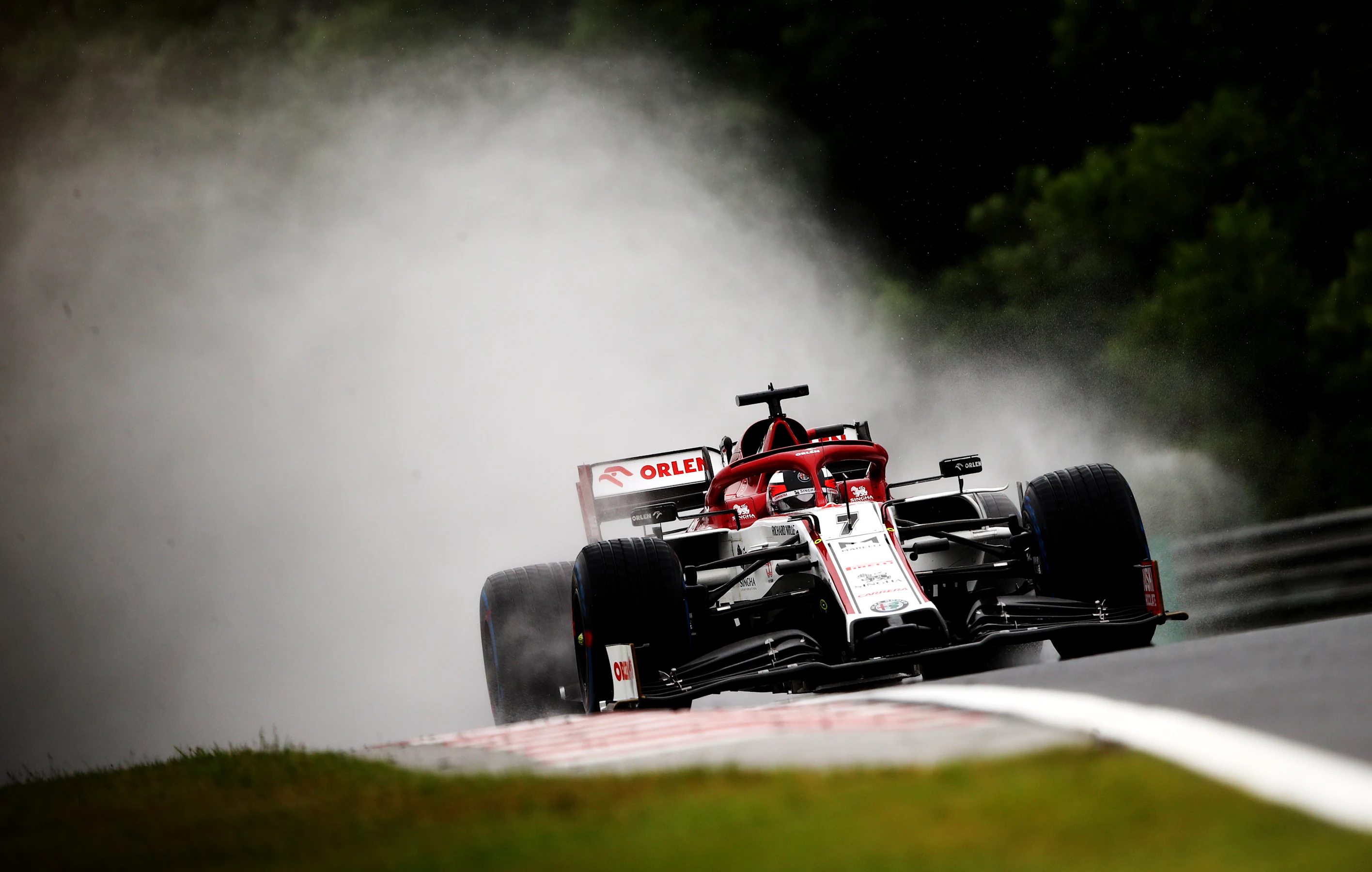 BUDAPEST, HUNGARY - JULY 17: Kimi Raikkonen of Finland driving the (7) Alfa Romeo Racing C39
