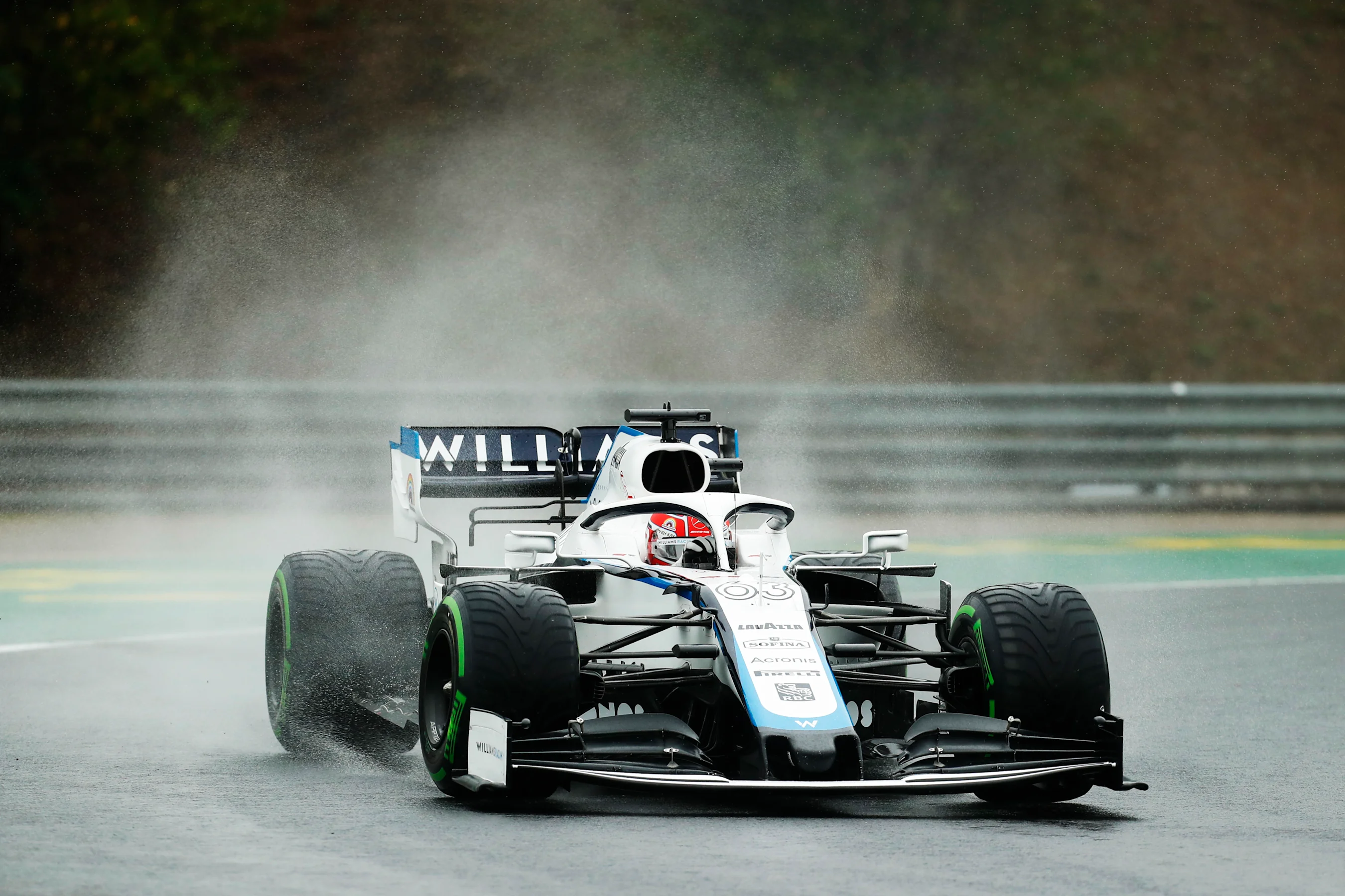 BUDAPEST, HUNGARY - JULY 17: George Russell of Great Britain driving the (63) Williams Racing FW43