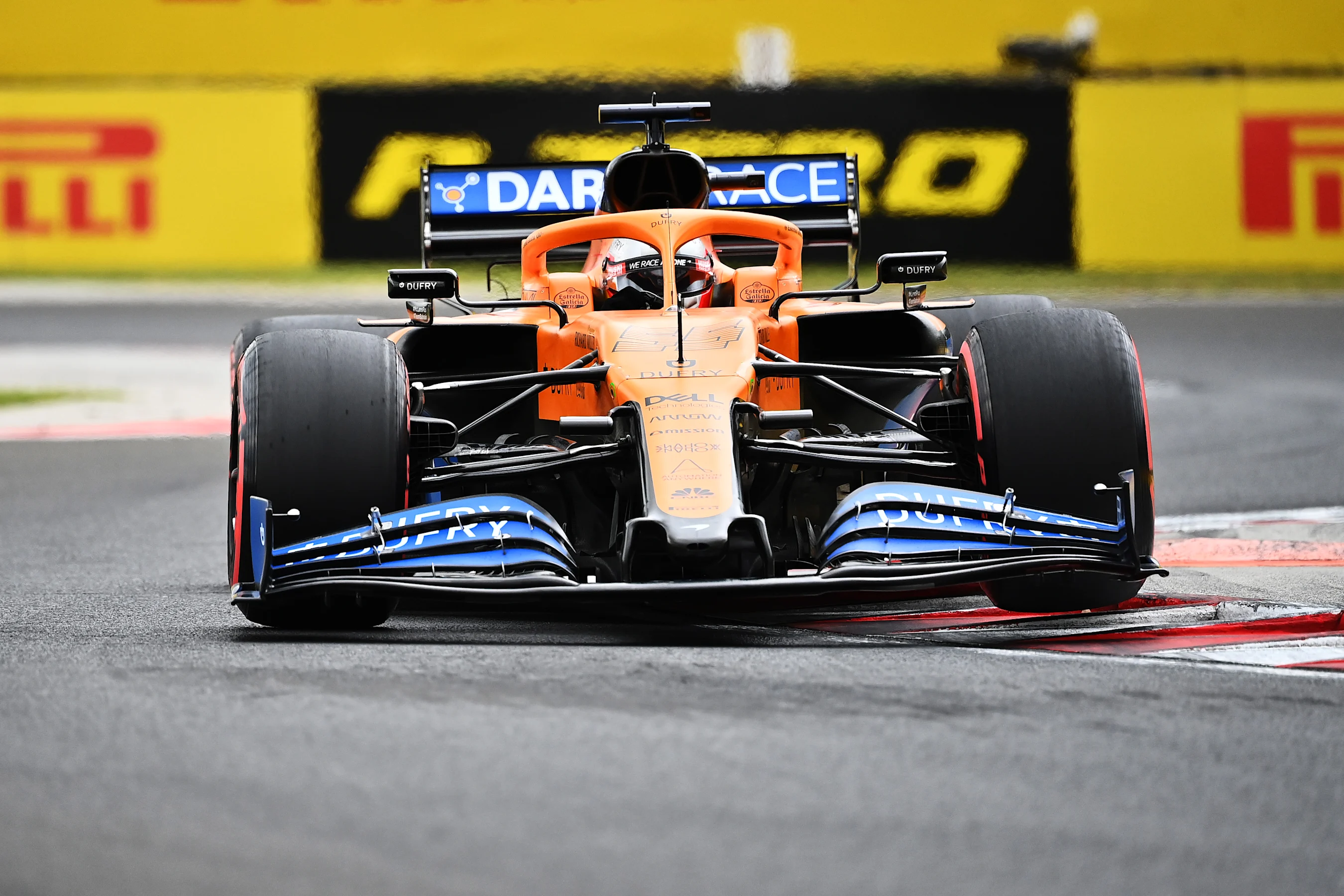 BUDAPEST, HUNGARY - JULY 18: Carlos Sainz of Spain driving the (55) McLaren F1 Team MCL35 Renault