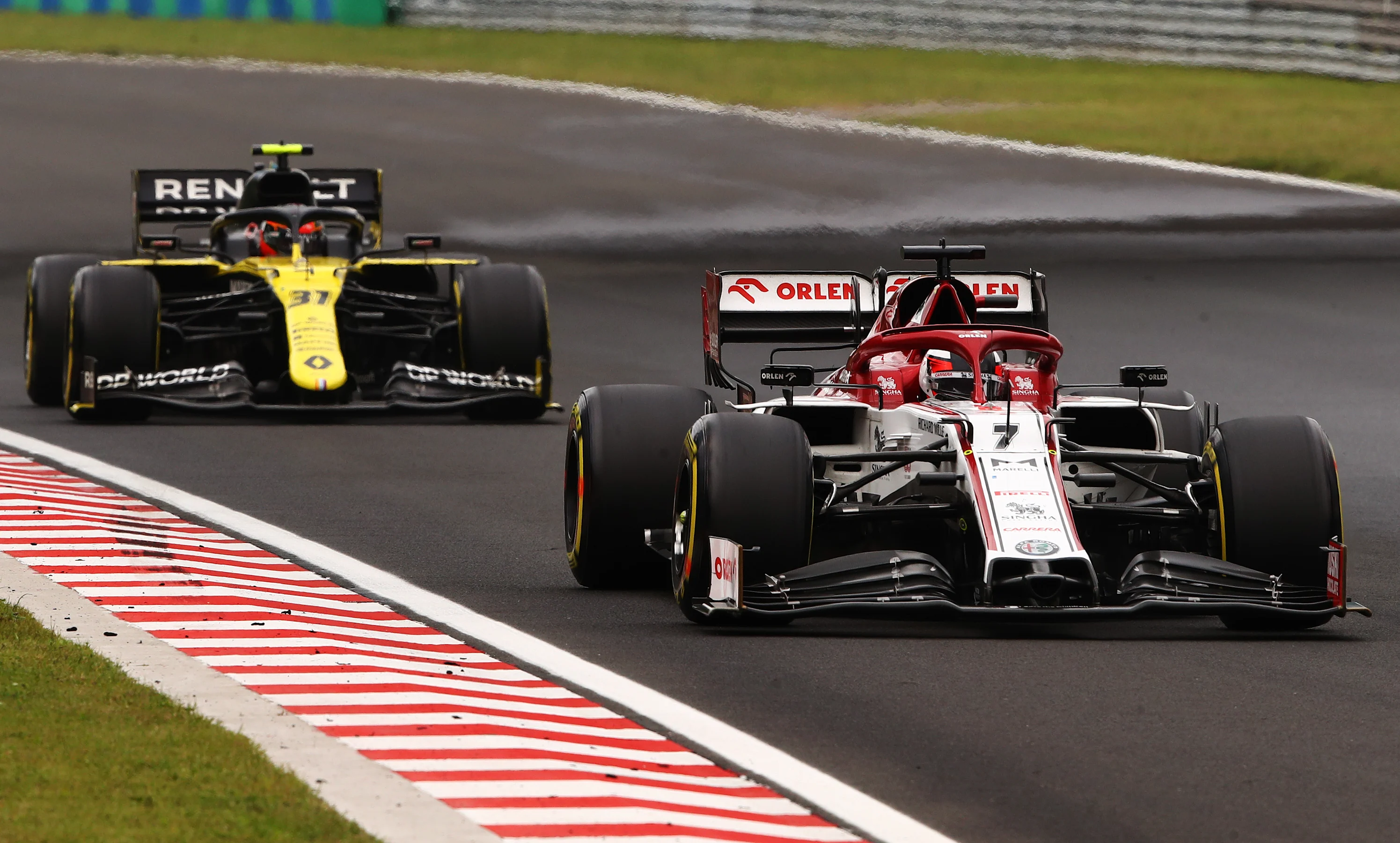 BUDAPEST, HUNGARY - JULY 19: Kimi Raikkonen of Finland driving the (7) Alfa Romeo Racing C39