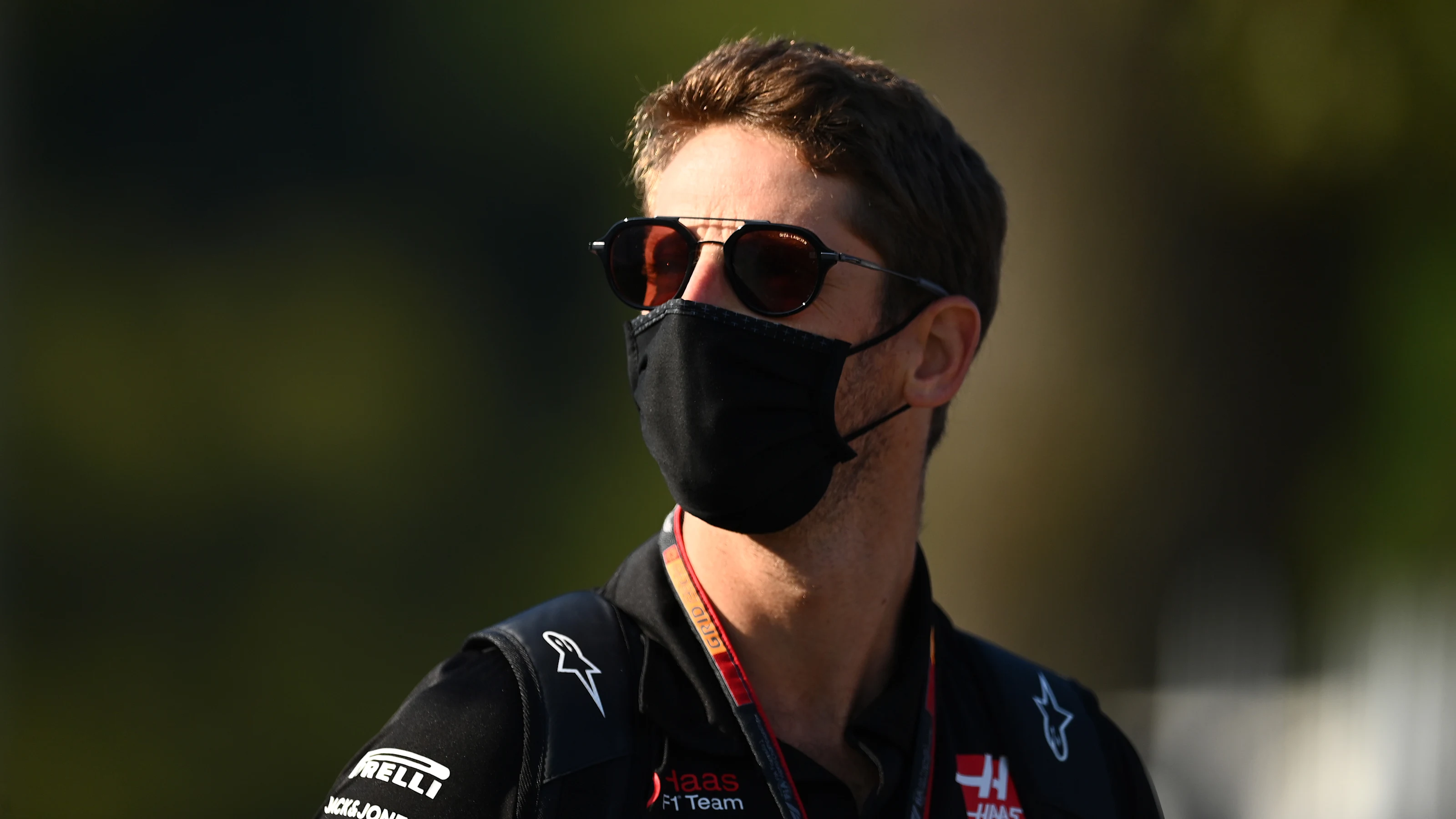 MONZA, ITALY - SEPTEMBER 04: Romain Grosjean of France and Haas F1 arrives at the circuit ahead of