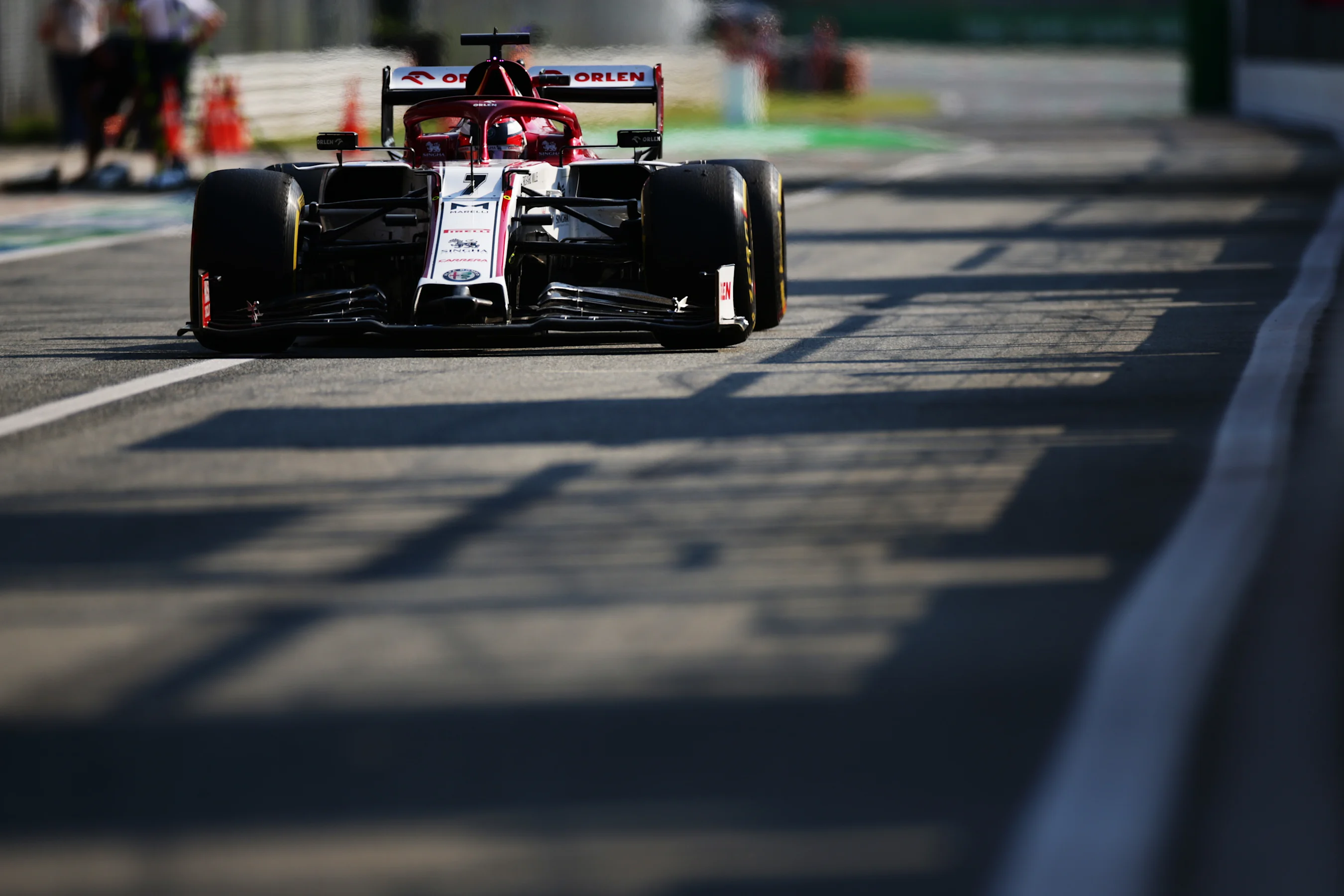 MONZA, ITALY - SEPTEMBER 04: Kimi Raikkonen of Finland driving the (7) Alfa Romeo Racing C39
