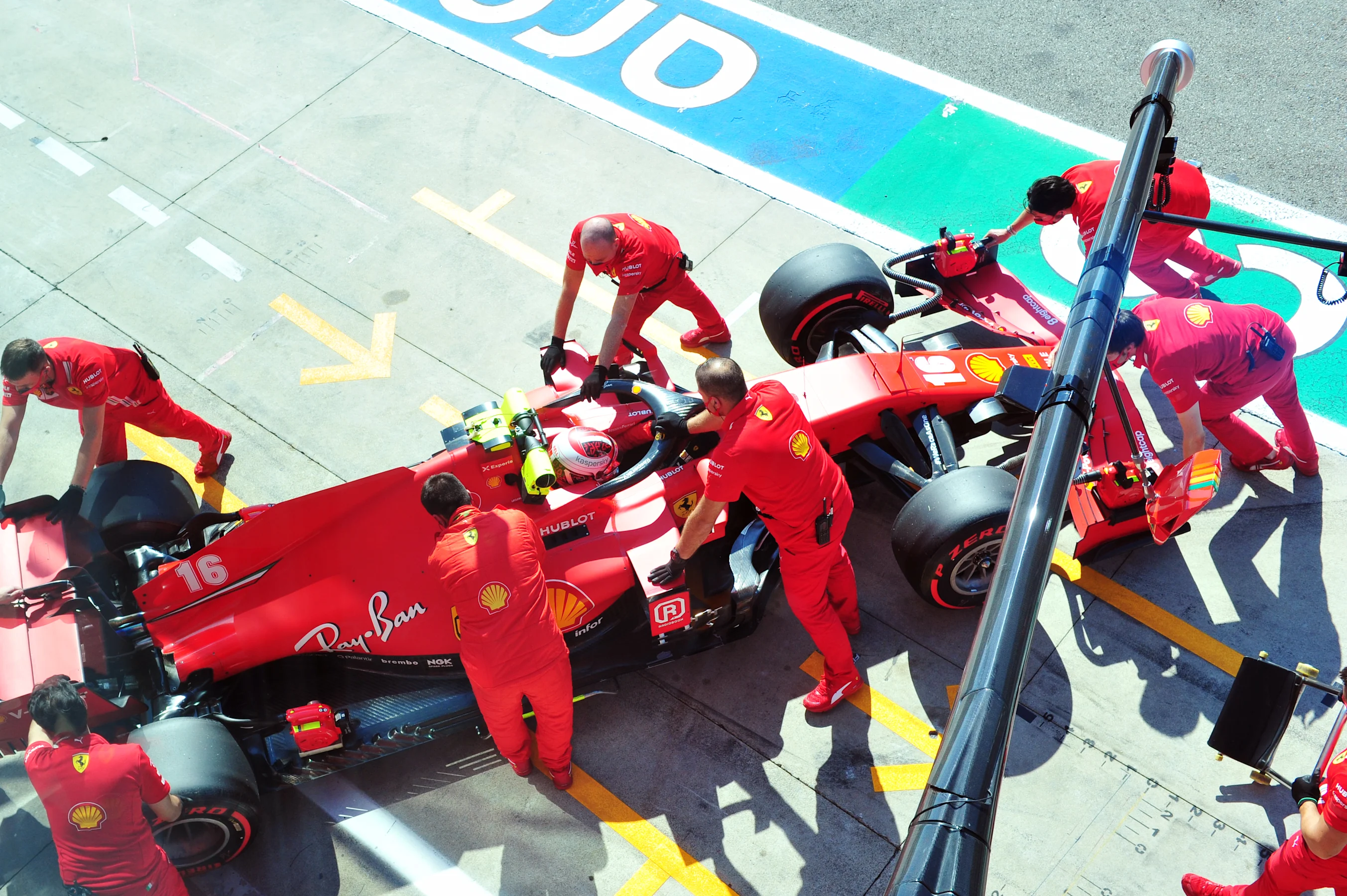 MONZA, ITALY - SEPTEMBER 05: Charles Leclerc of Monaco driving the (16) Scuderia Ferrari SF1000 is