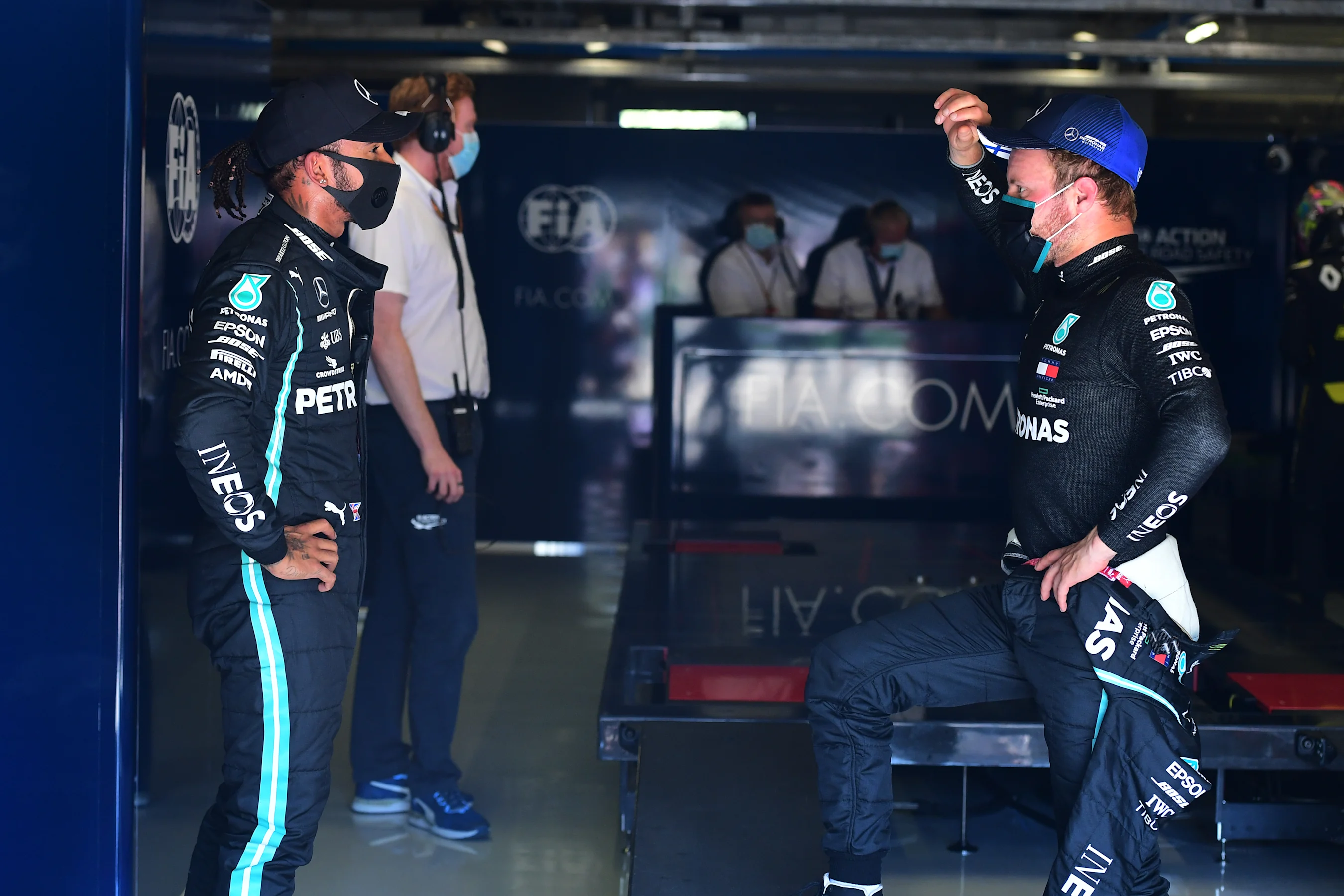 MONZA, ITALY - SEPTEMBER 05: Pole position qualifier Lewis Hamilton of Great Britain and Mercedes