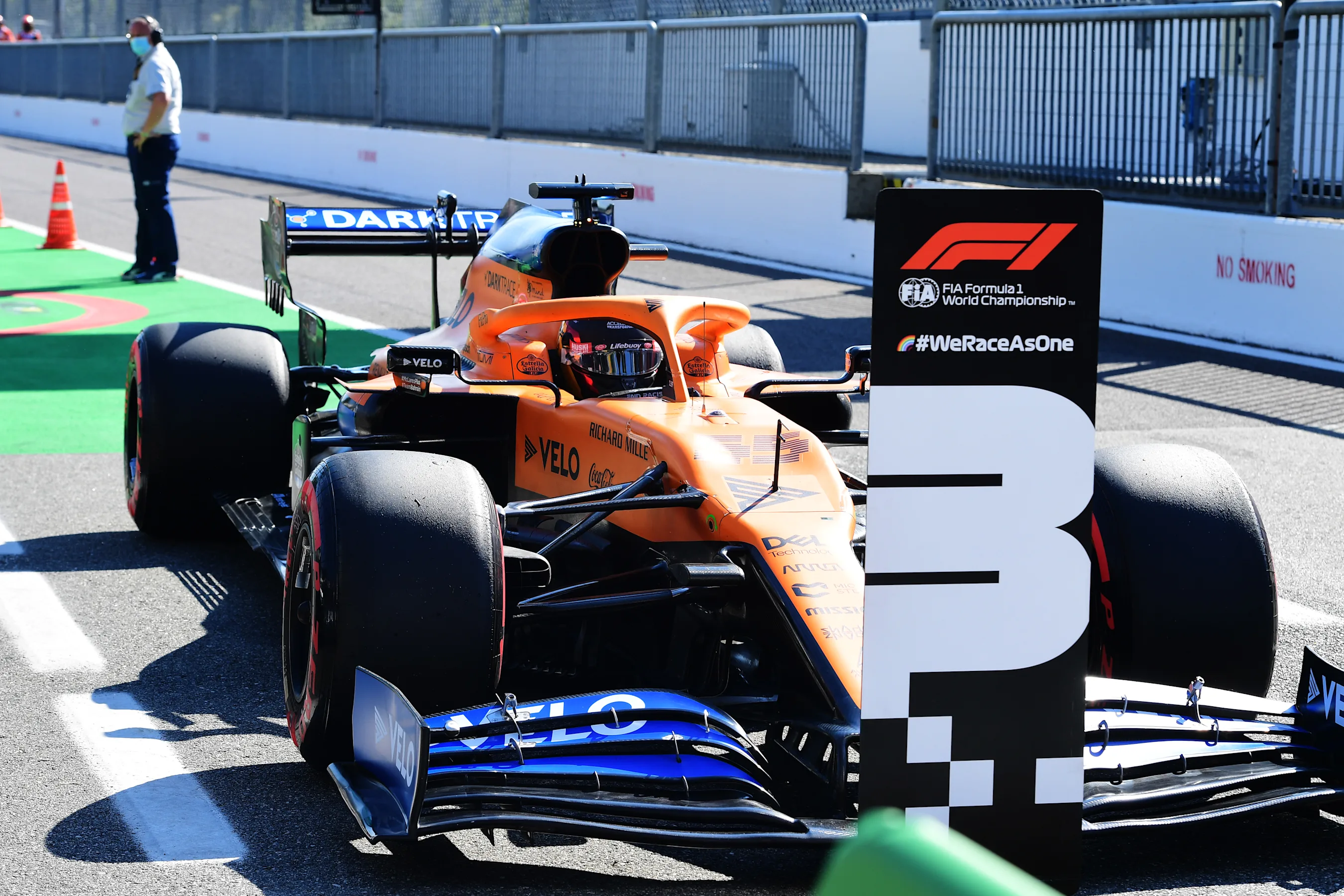 MONZA, ITALY - SEPTEMBER 05: Third placed qualifier Carlos Sainz of Spain driving the (55) McLaren