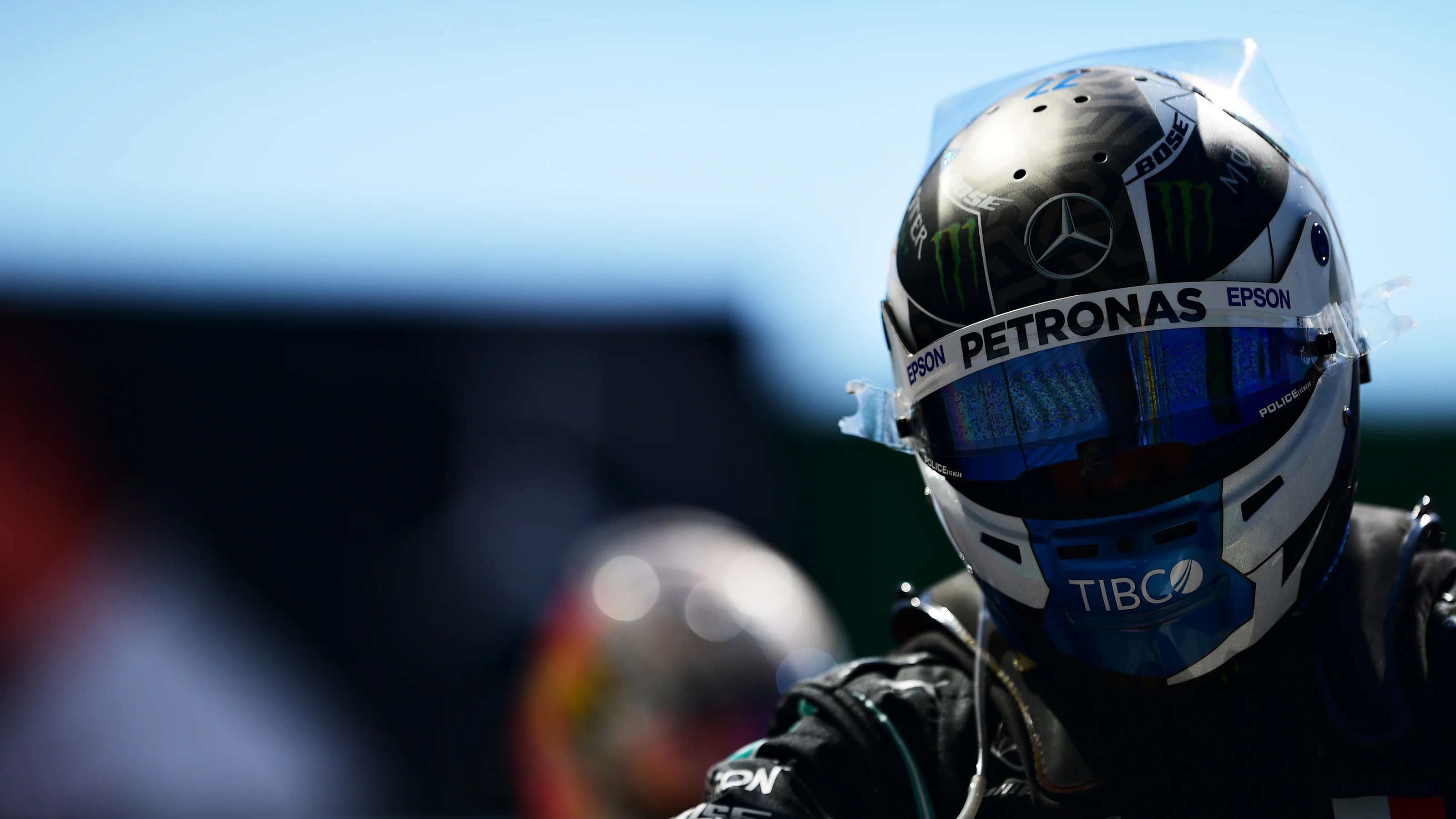 MONZA, ITALY - SEPTEMBER 05: Valtteri Bottas of Finland and Mercedes GP in parc ferme during