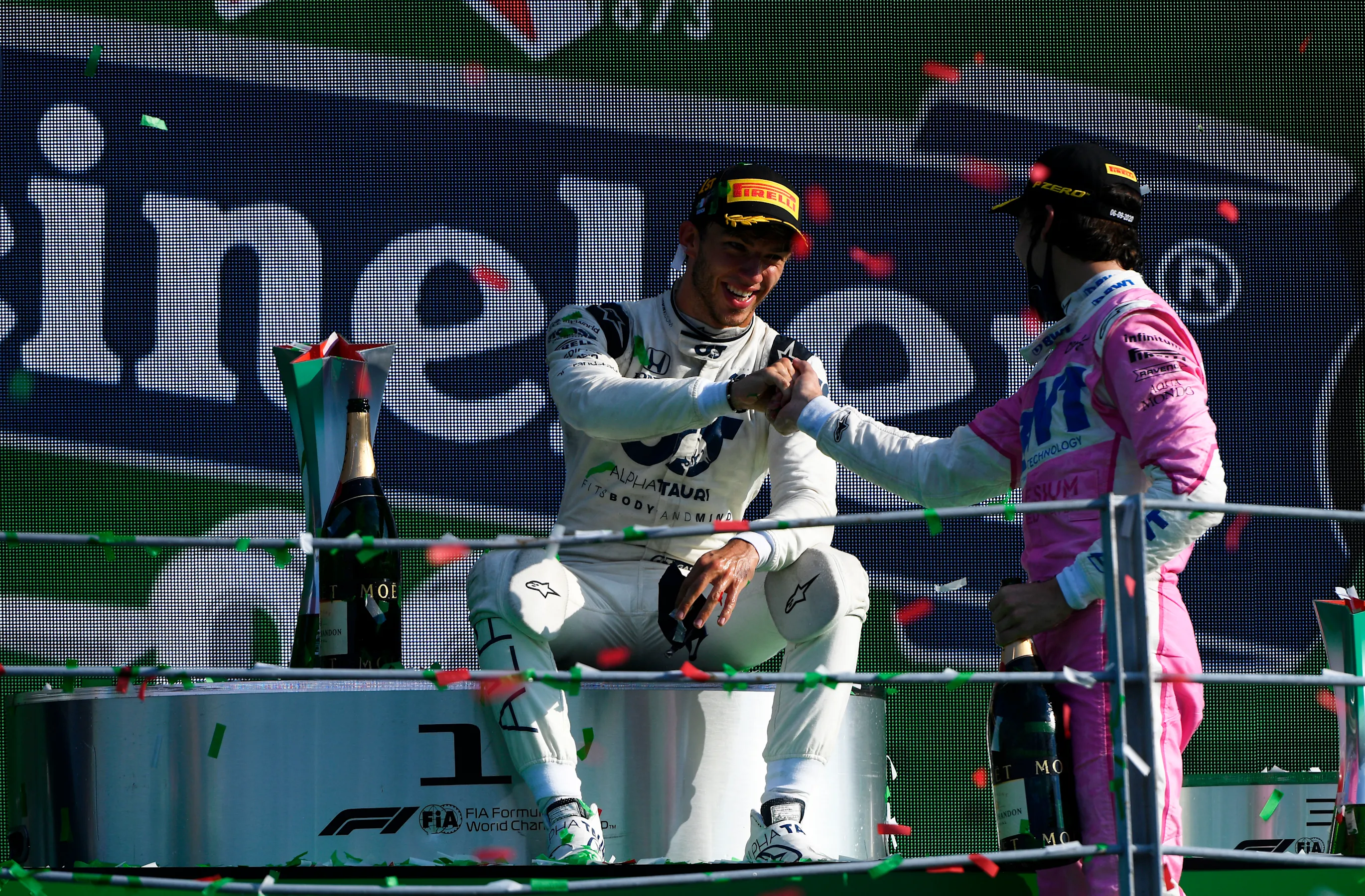 MONZA, ITALY - SEPTEMBER 06: Race winner Pierre Gasly of France and Scuderia AlphaTauri is