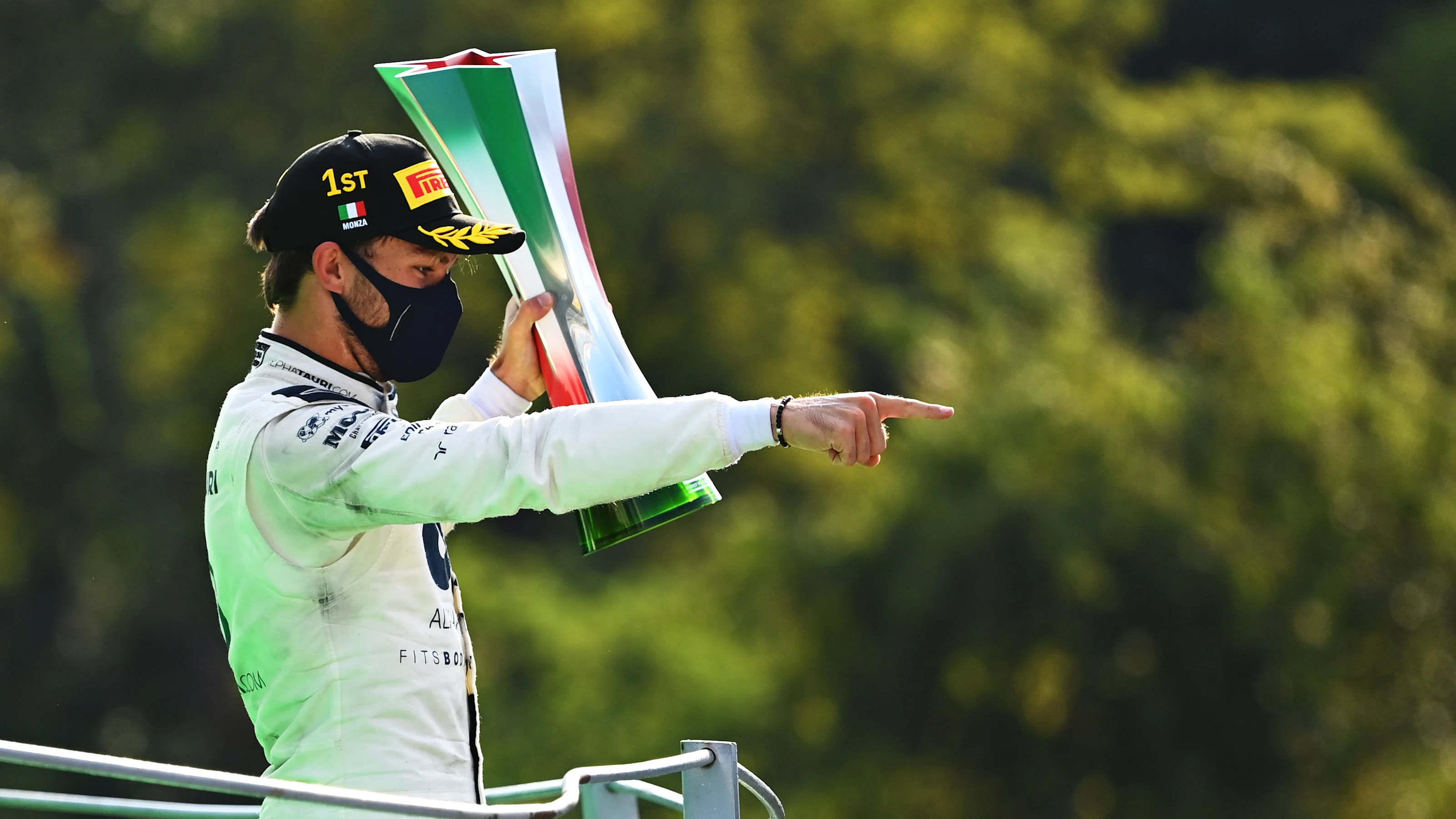MONZA, ITALY - SEPTEMBER 06: Race winner Pierre Gasly of France and Scuderia AlphaTauri celebrates