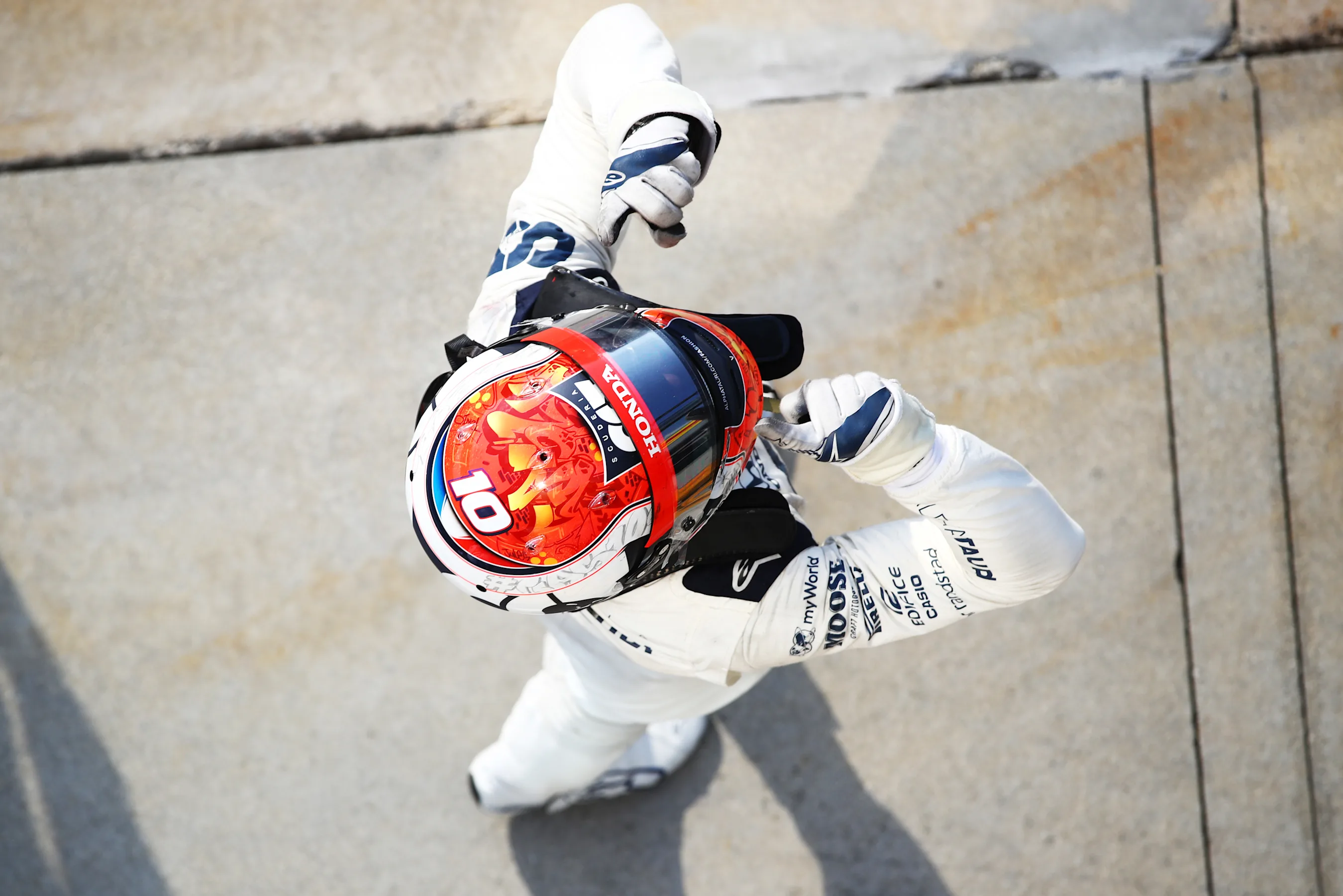 MONZA, ITALY - SEPTEMBER 06: Race winner Pierre Gasly of France and Scuderia AlphaTauri celebrates