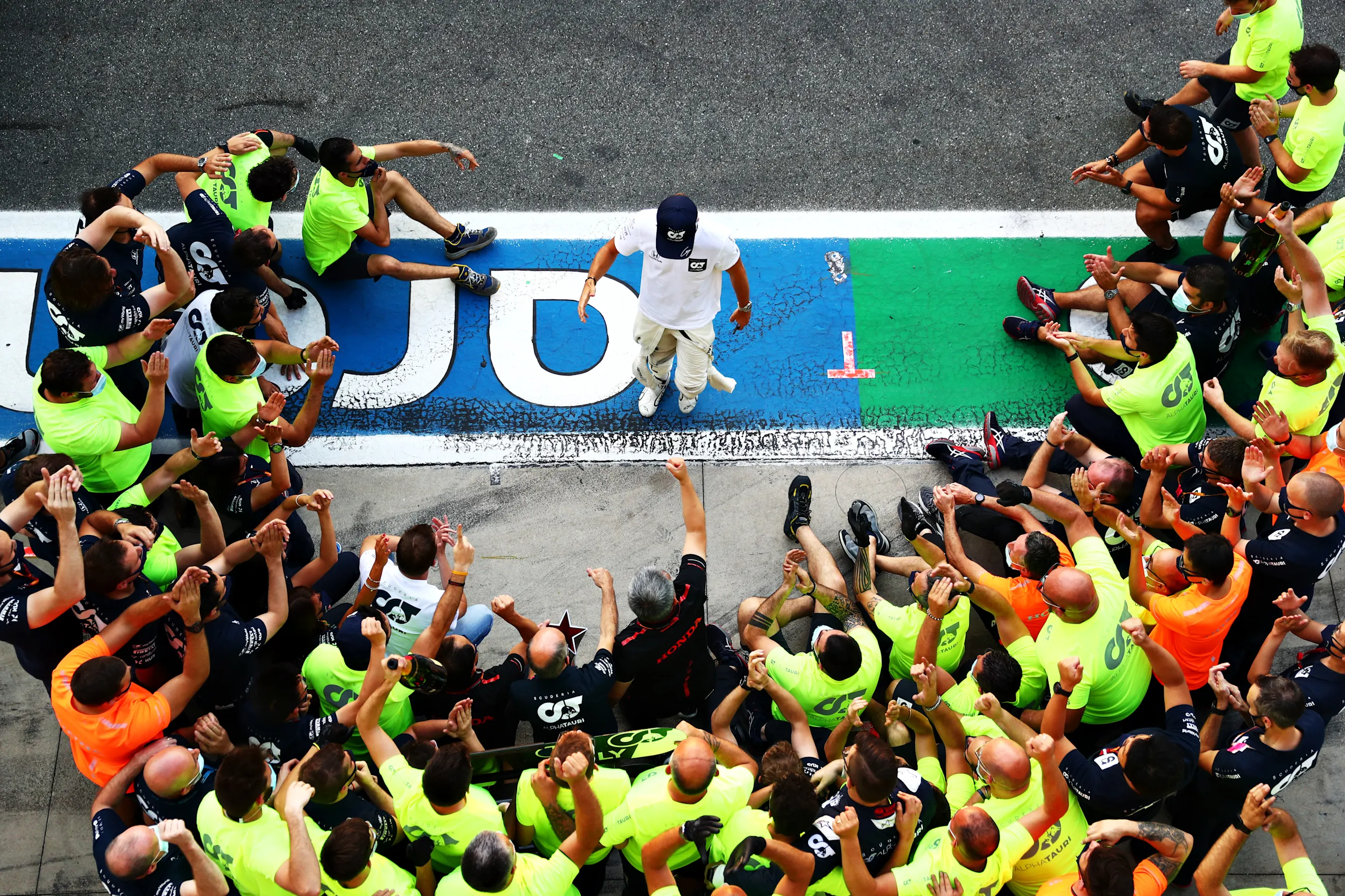 MONZA, ITALY - SEPTEMBER 06: Race winner Pierre Gasly of France and Scuderia AlphaTauri and