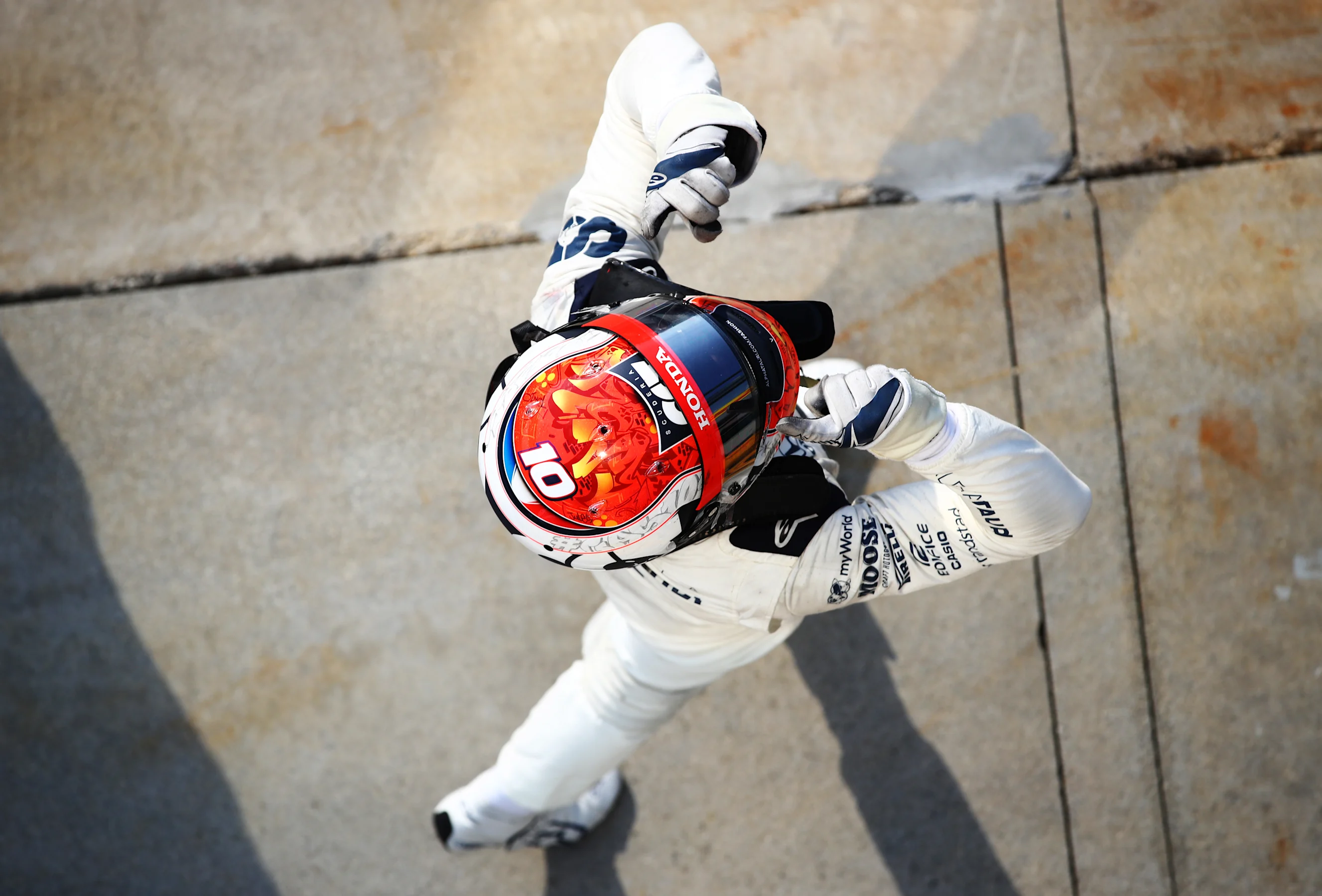 MONZA, ITALY - SEPTEMBER 06: Race winner Pierre Gasly of France and Scuderia AlphaTauri celebrates