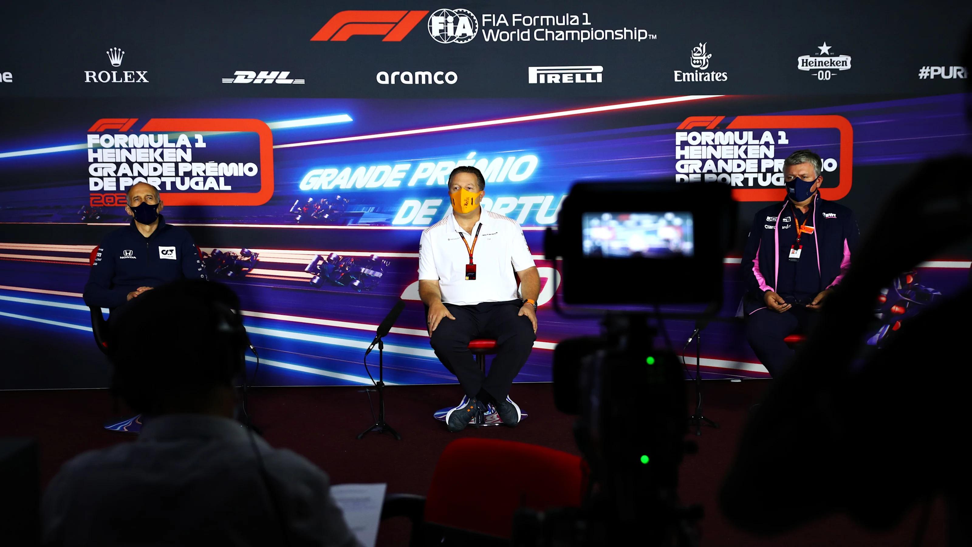 PORTIMAO, PORTUGAL - OCTOBER 23: Scuderia AlphaTauri Team Principal Franz Tost, McLaren Chief