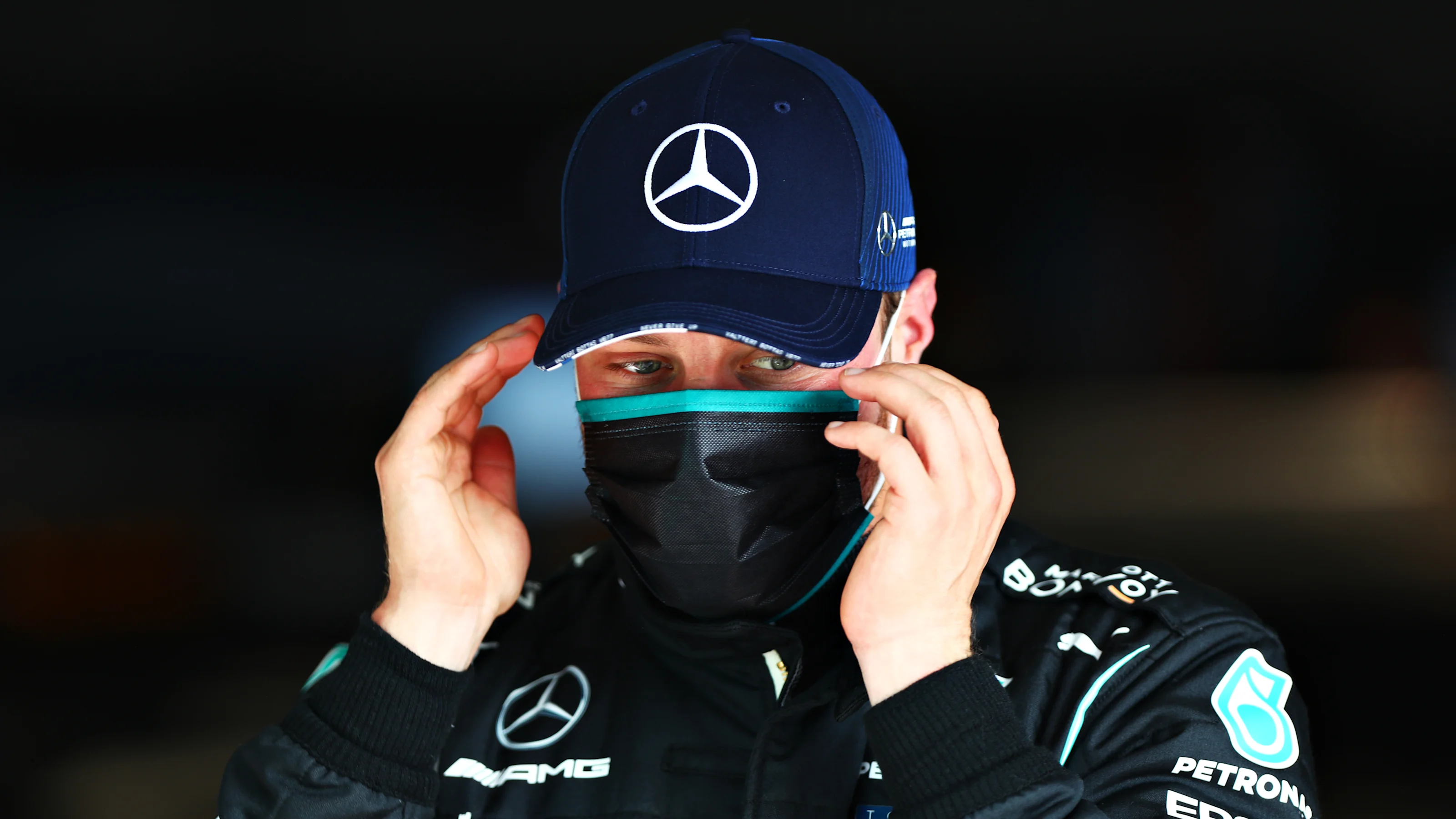 PORTIMAO, PORTUGAL - OCTOBER 24: Second placed Valtteri Bottas of Finland and Mercedes GP looks on
