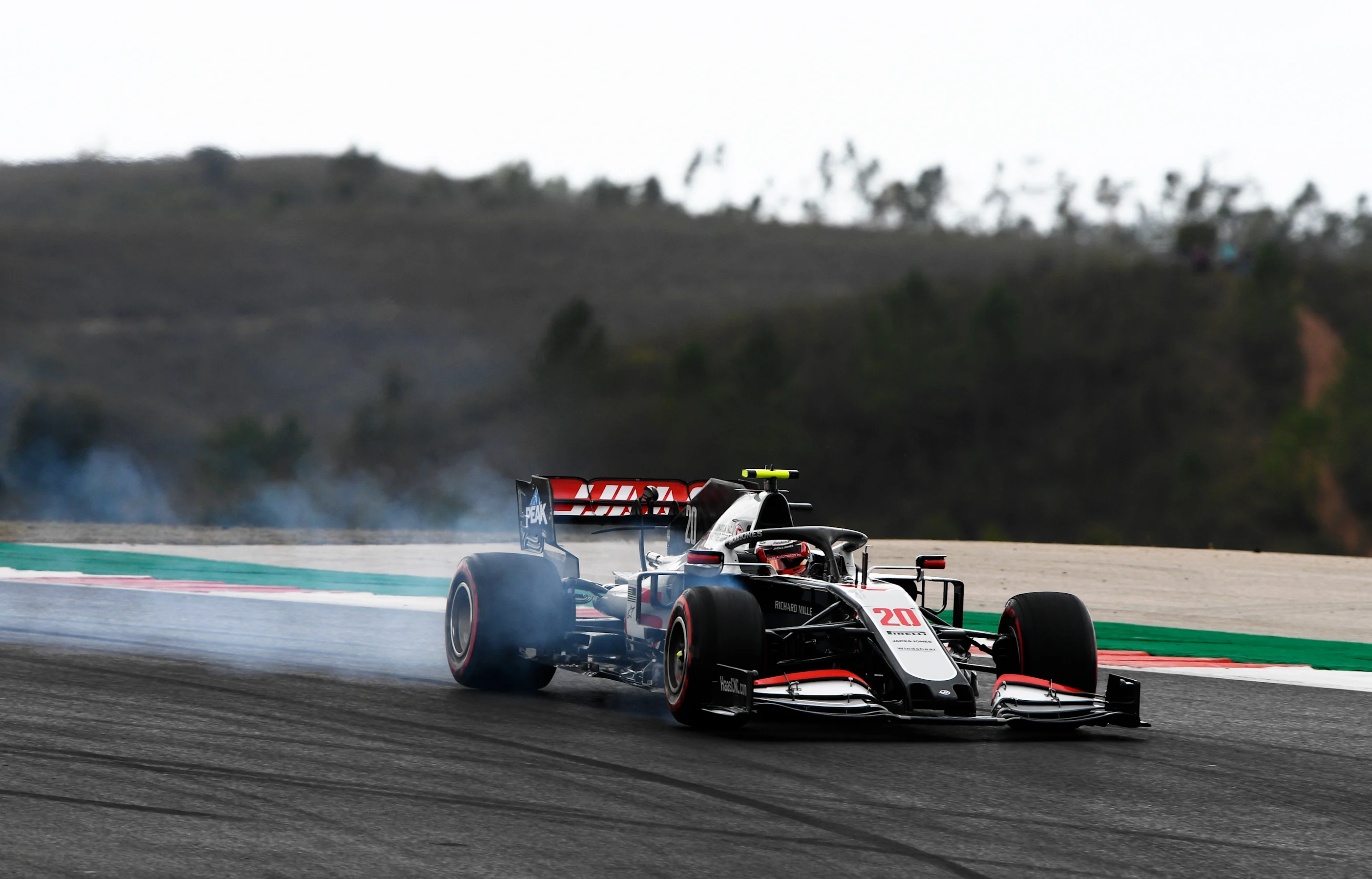 PORTIMAO, PORTUGAL - OCTOBER 25: Kevin Magnussen of Denmark driving the (20) Haas F1 Team VF-20