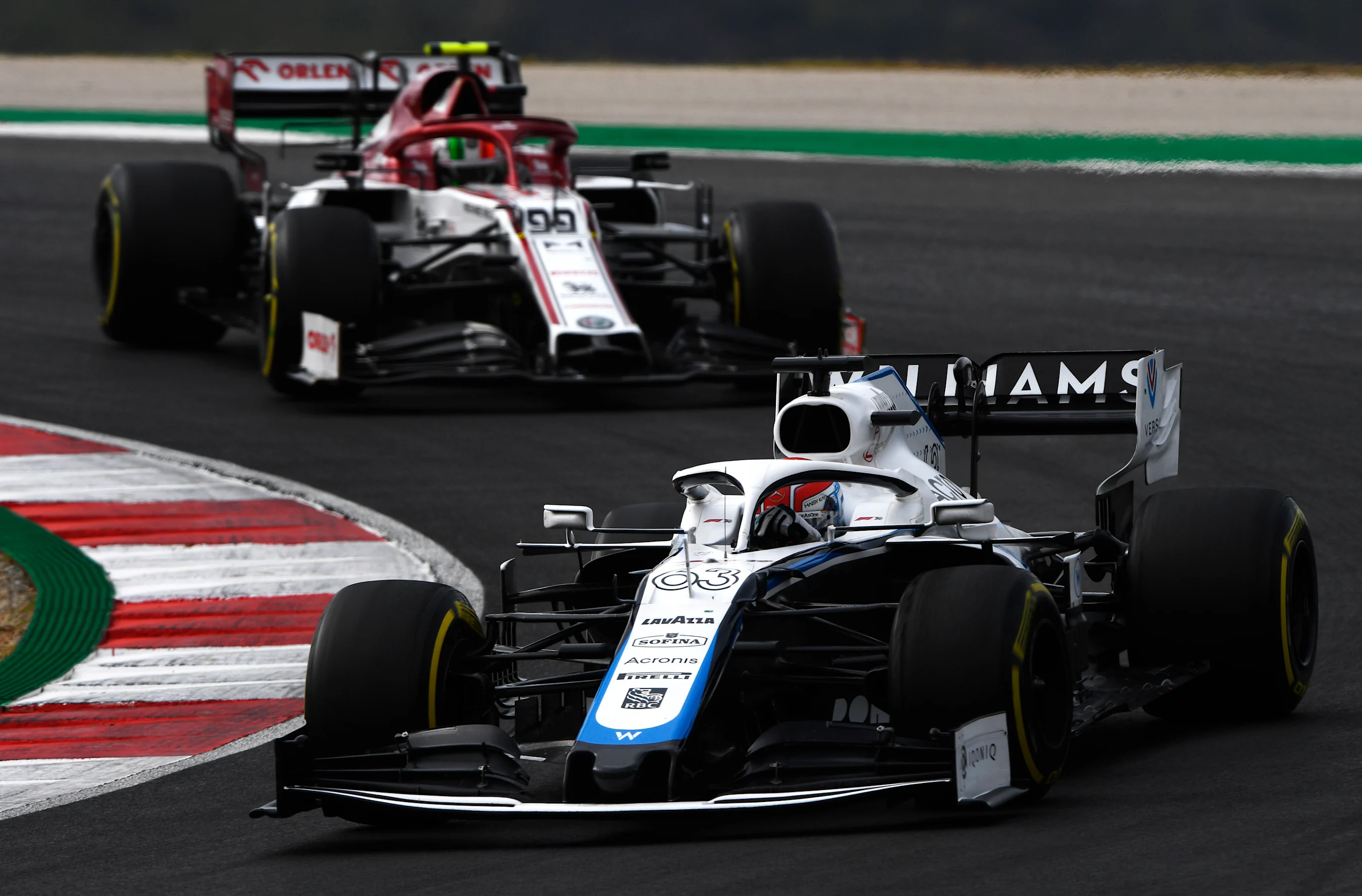 PORTIMAO, PORTUGAL - OCTOBER 25: George Russell of Great Britain driving the (63) Williams Racing