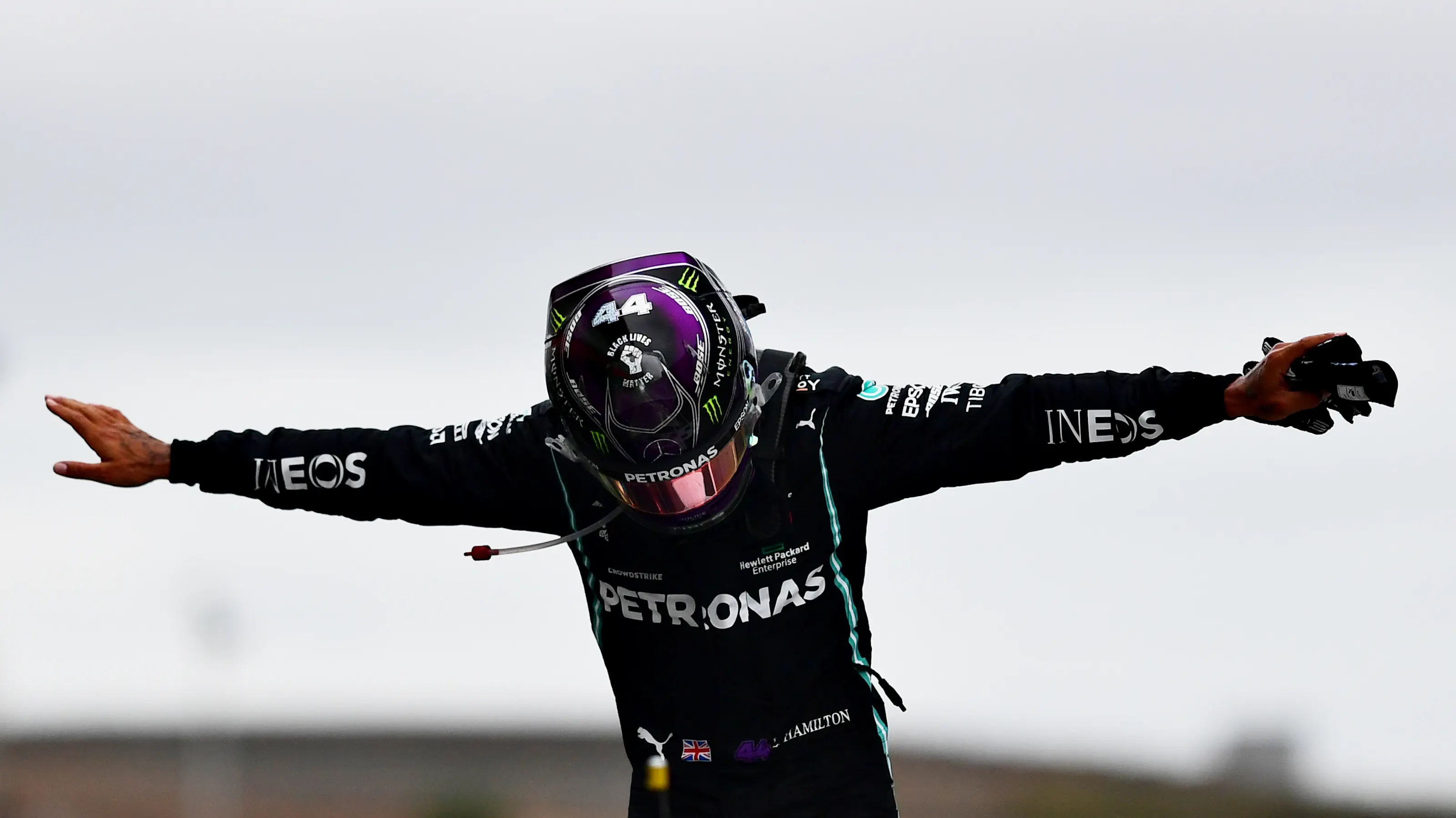 PORTIMAO, PORTUGAL - OCTOBER 25: Race winner Lewis Hamilton of Great Britain and Mercedes GP
