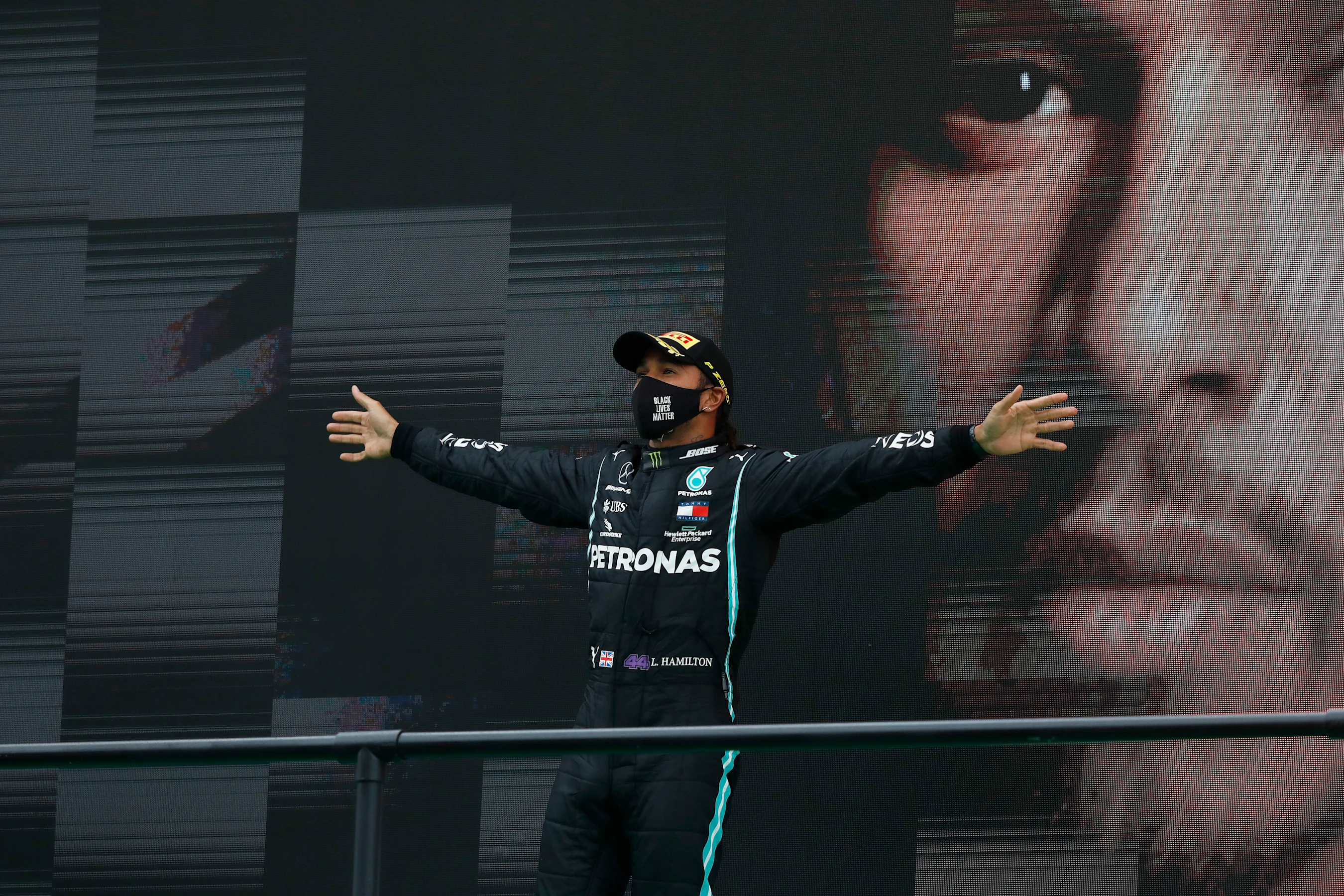 PORTIMAO, PORTUGAL - OCTOBER 25: Race winner Lewis Hamilton of Great Britain and Mercedes GP