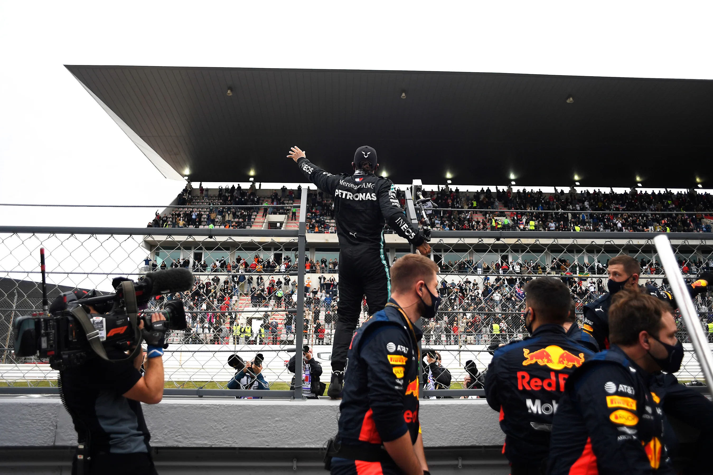 PORTIMAO, PORTUGAL - OCTOBER 25: Race winner Lewis Hamilton of Great Britain and Mercedes GP