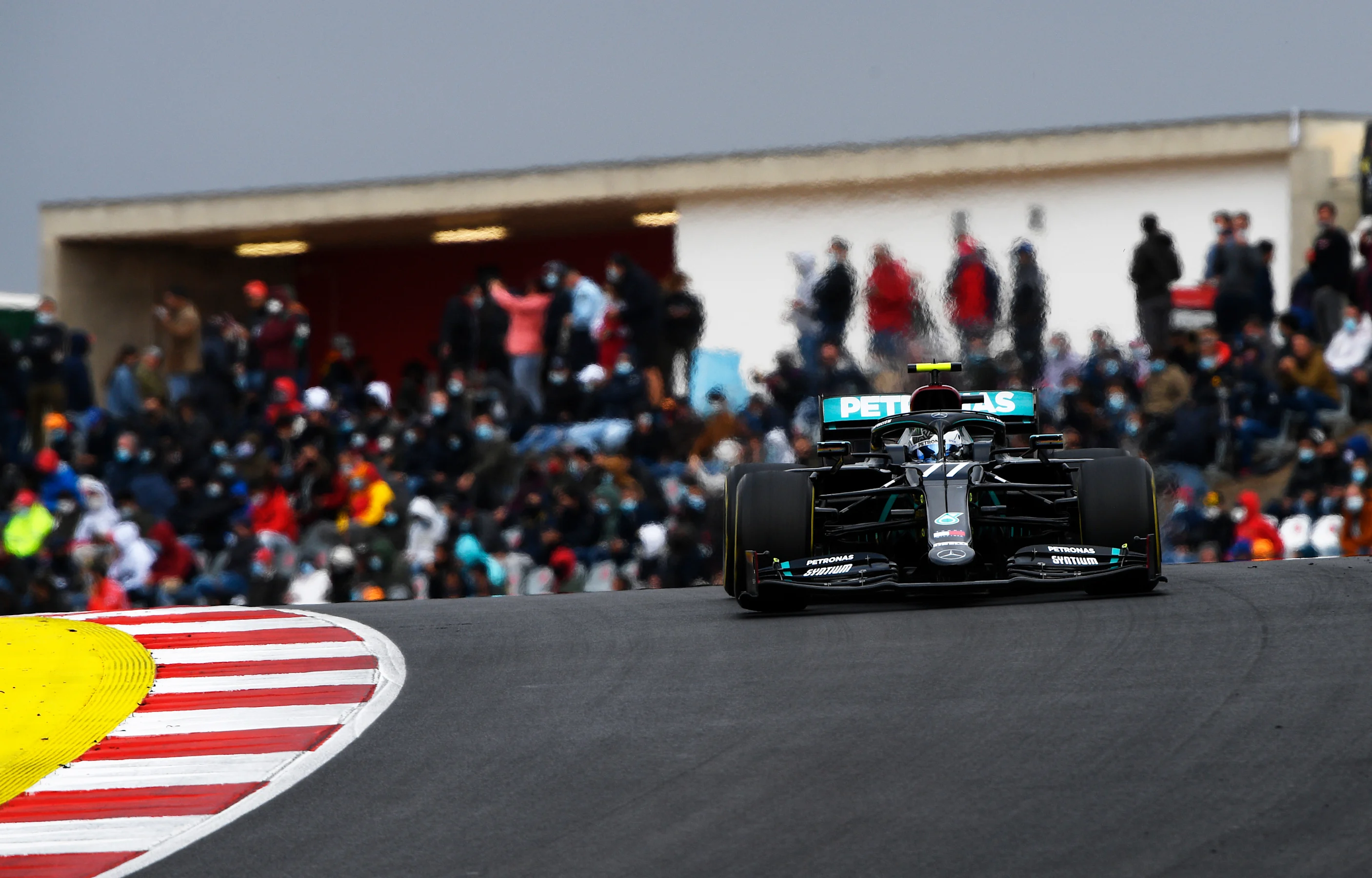 PORTIMAO, PORTUGAL - OCTOBER 25: Valtteri Bottas of Finland driving the (77) Mercedes AMG Petronas