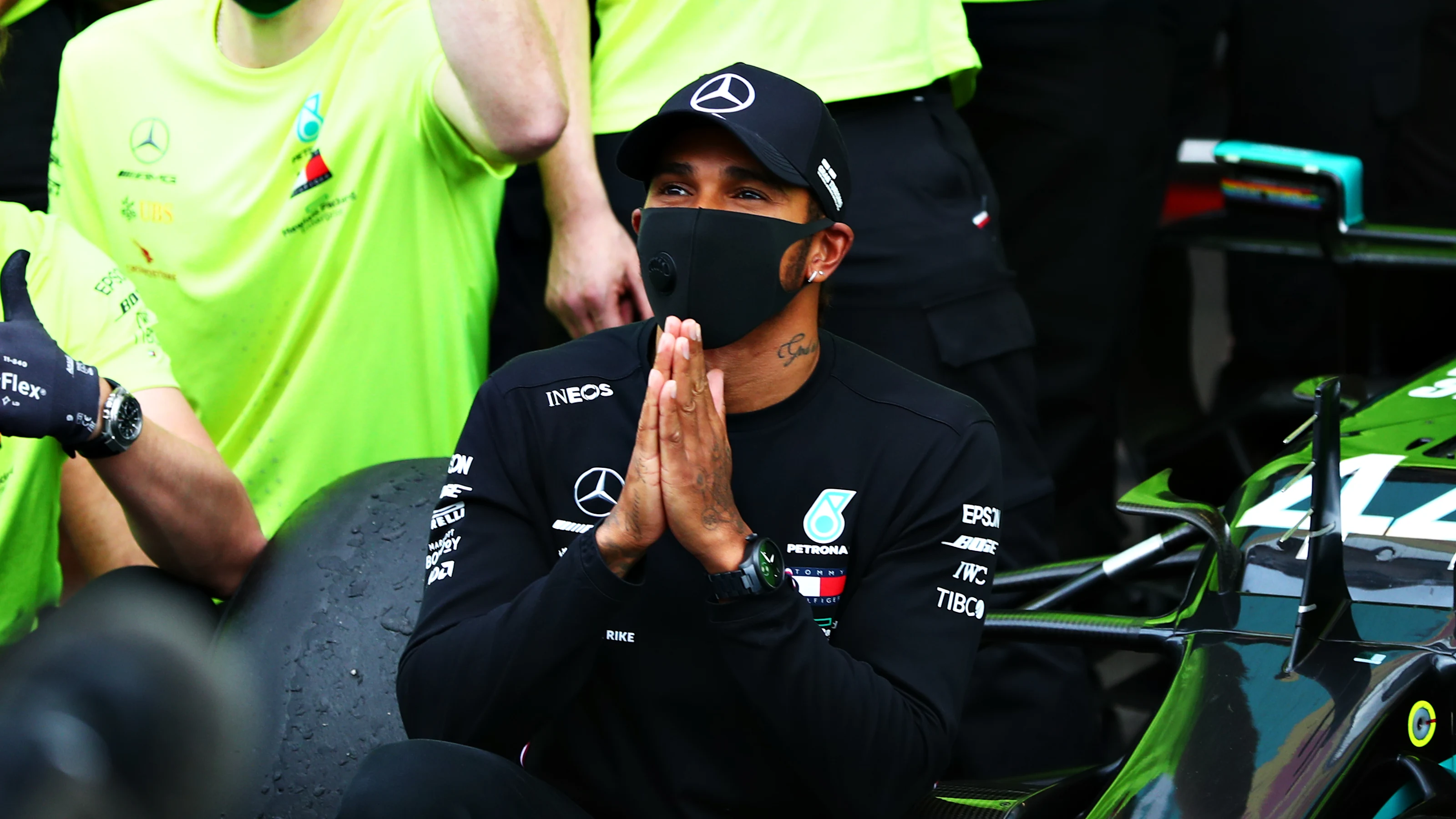 PORTIMAO, PORTUGAL - OCTOBER 25: Race winner Lewis Hamilton of Great Britain and Mercedes GP