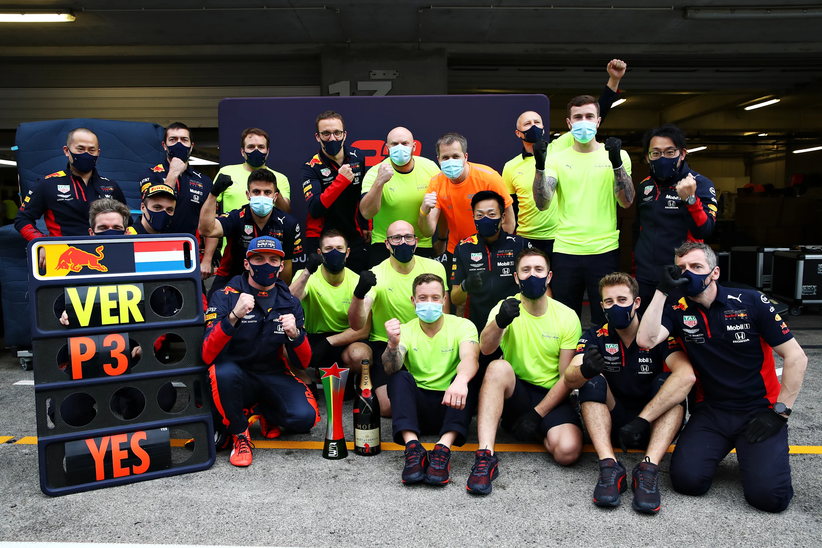 PORTIMAO, PORTUGAL - OCTOBER 25: Third placed Max Verstappen of Netherlands and Red Bull Racing