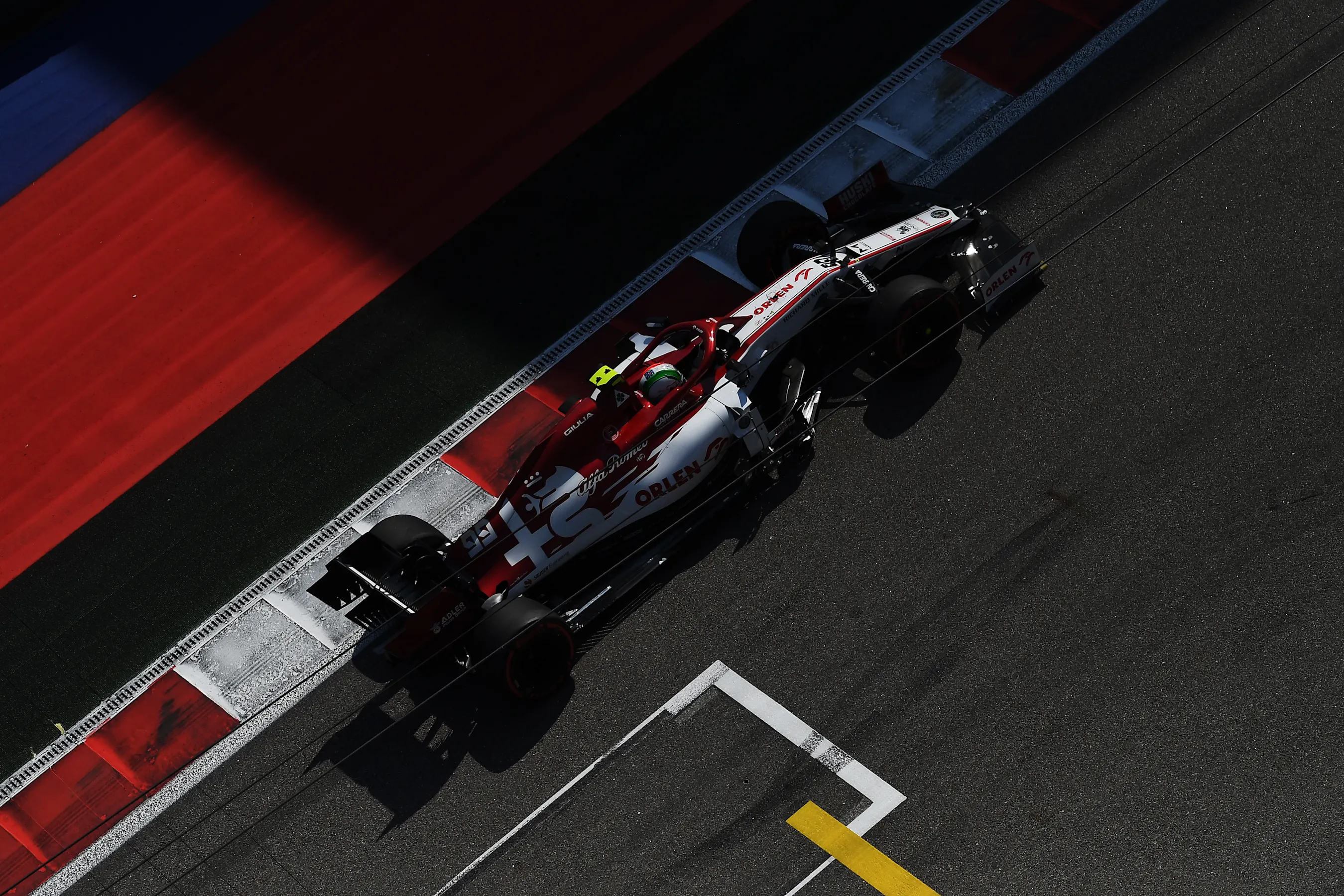 SOCHI, RUSSIA - SEPTEMBER 25: Antonio Giovinazzi of Italy driving the (99) Alfa Romeo Racing C39