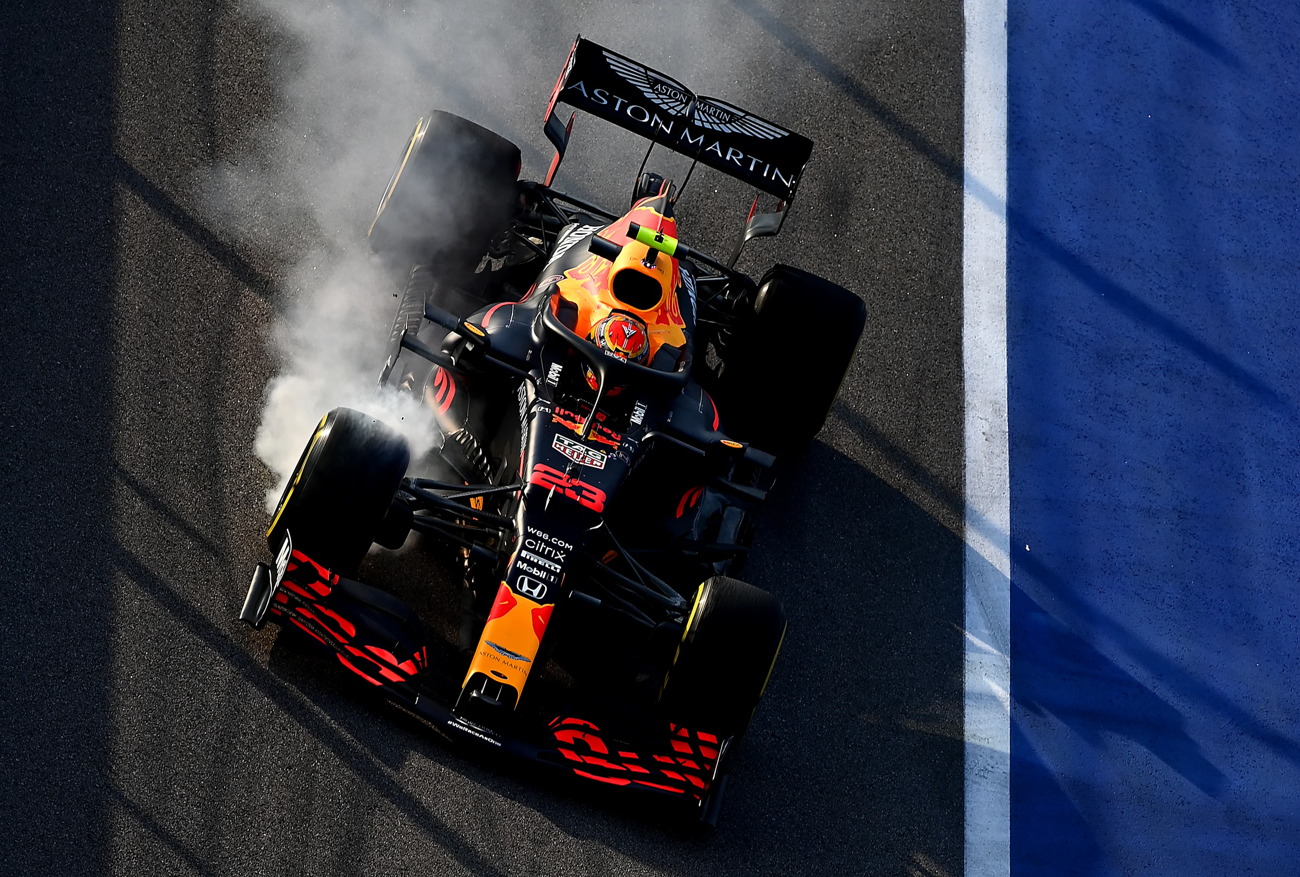 SOCHI, RUSSIA - SEPTEMBER 25: Alexander Albon of Thailand driving the (23) Aston Martin Red Bull