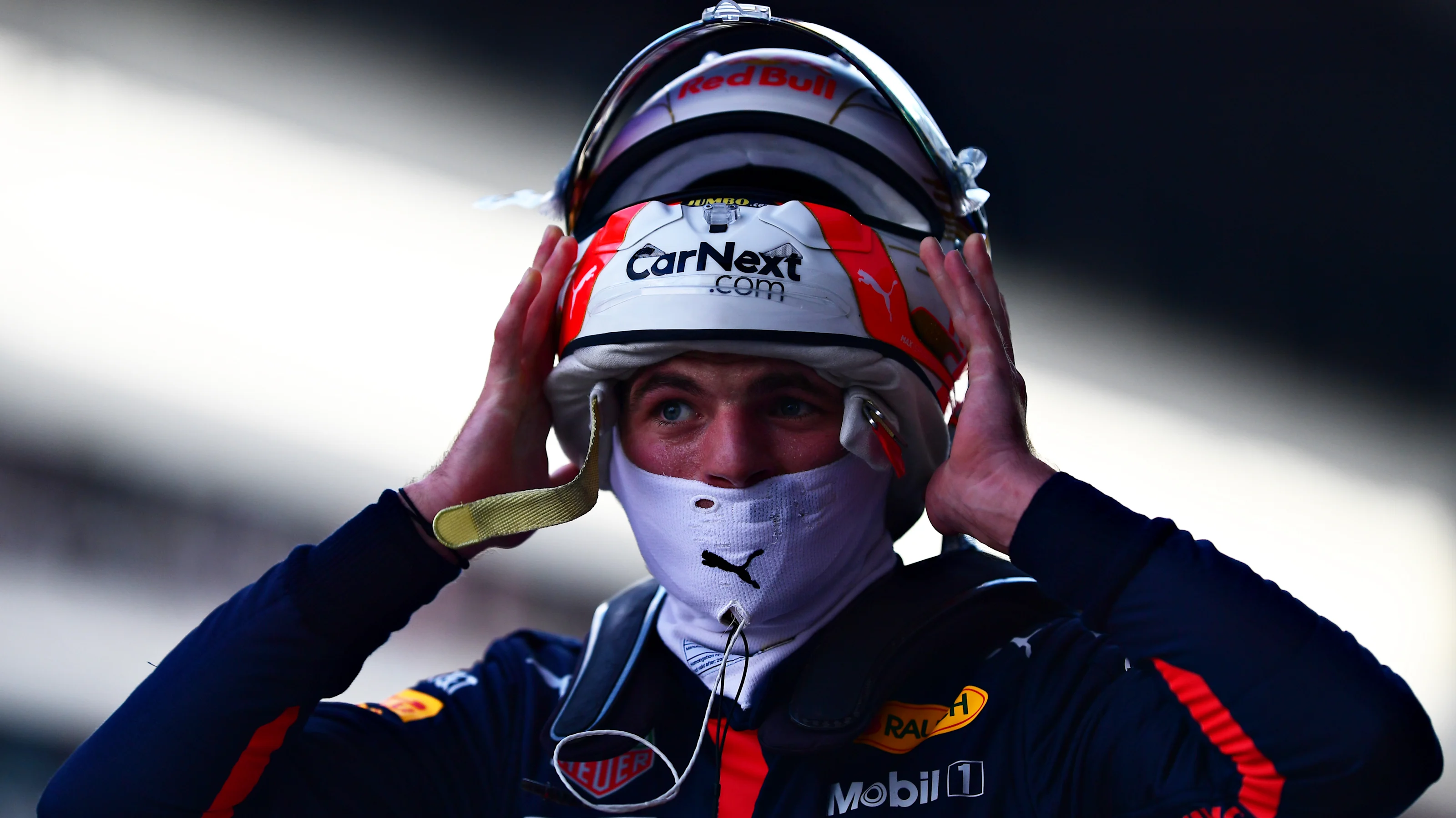 SOCHI, RUSSIA - SEPTEMBER 26: Second place qualifier Max Verstappen of Netherlands and Red Bull