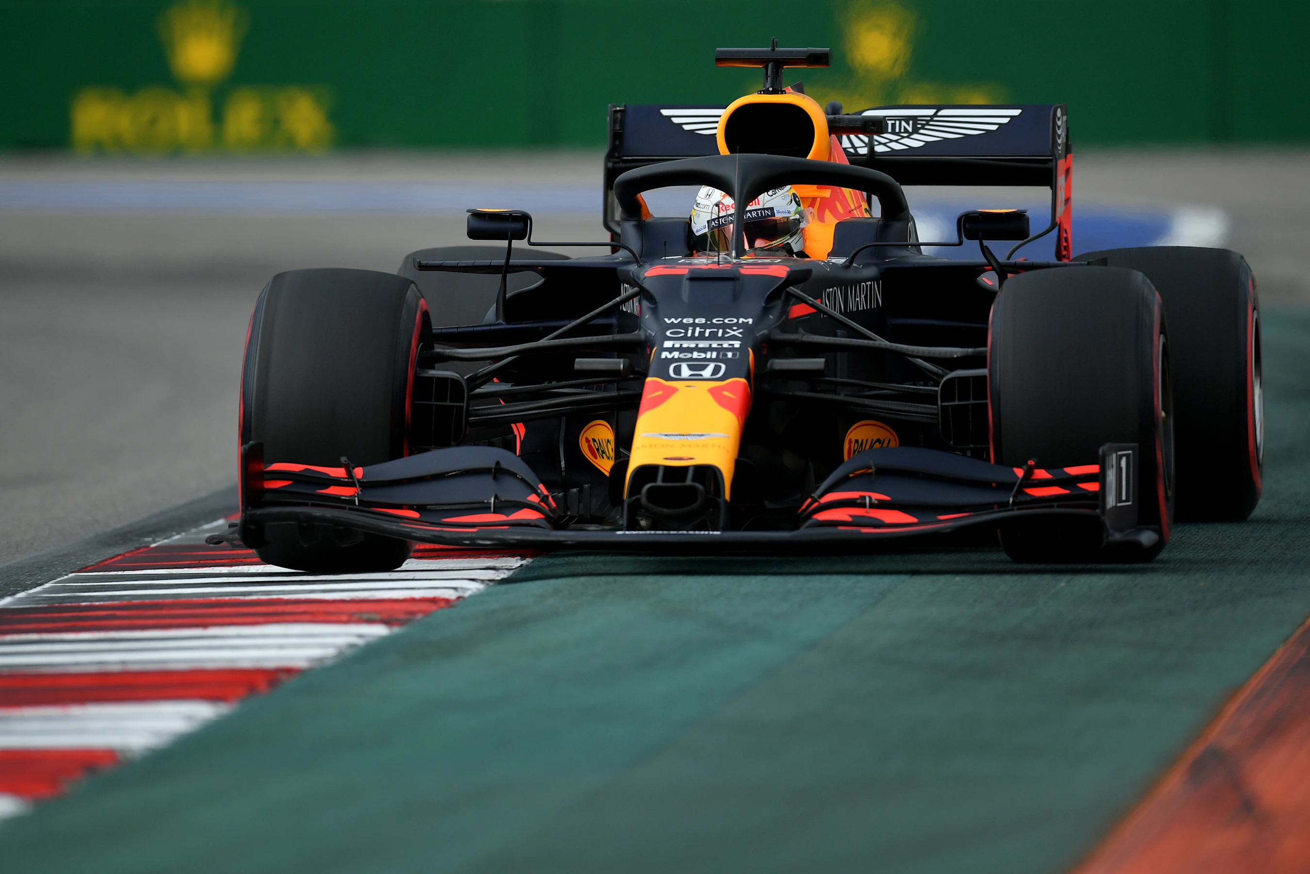 SOCHI, RUSSIA - SEPTEMBER 26: Max Verstappen of the Netherlands driving the (33) Aston Martin Red