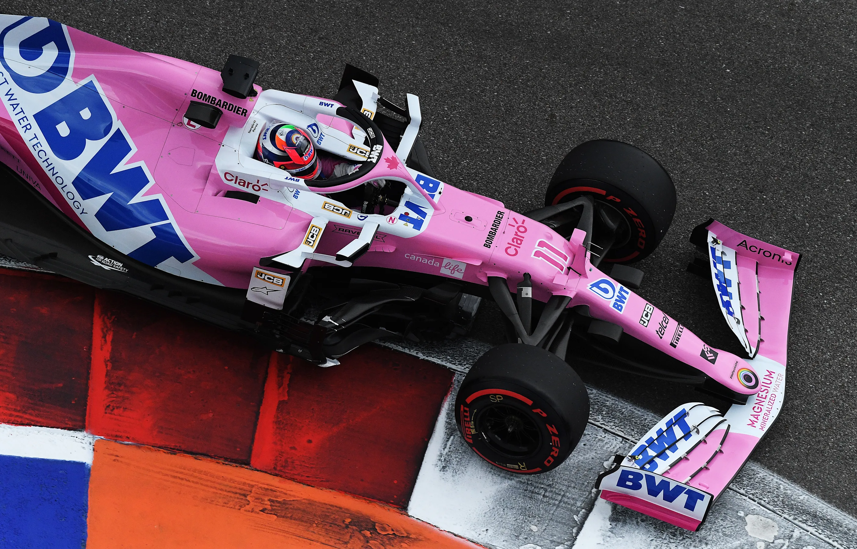 SOCHI, RUSSIA - SEPTEMBER 26: Sergio Perez of Mexico driving the (11) Racing Point RP20 Mercedes on