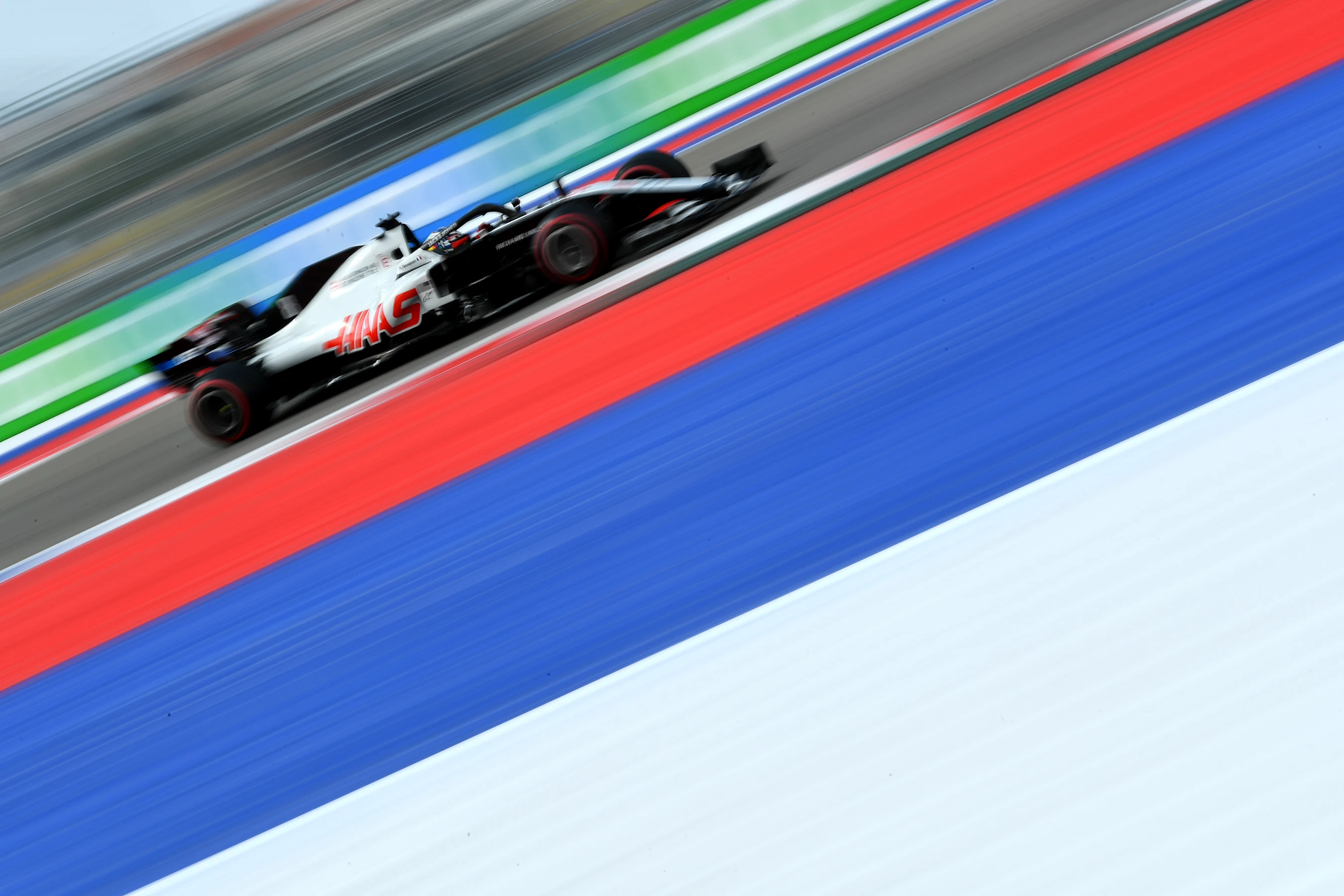SOCHI, RUSSIA - SEPTEMBER 26: Romain Grosjean of France driving the (8) Haas F1 Team VF-20 Ferrari