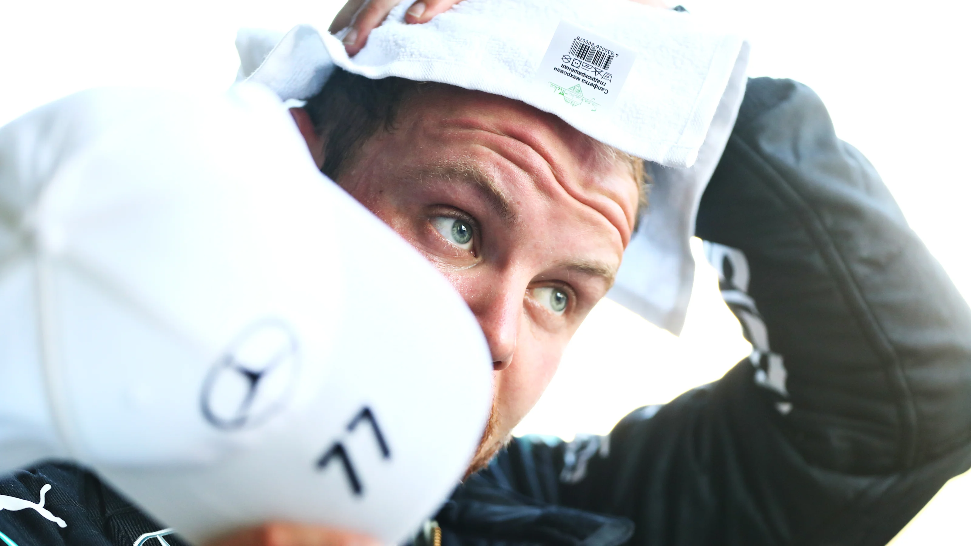 SOCHI, RUSSIA - SEPTEMBER 27: Race winner Valtteri Bottas of Finland and Mercedes GP looks on in