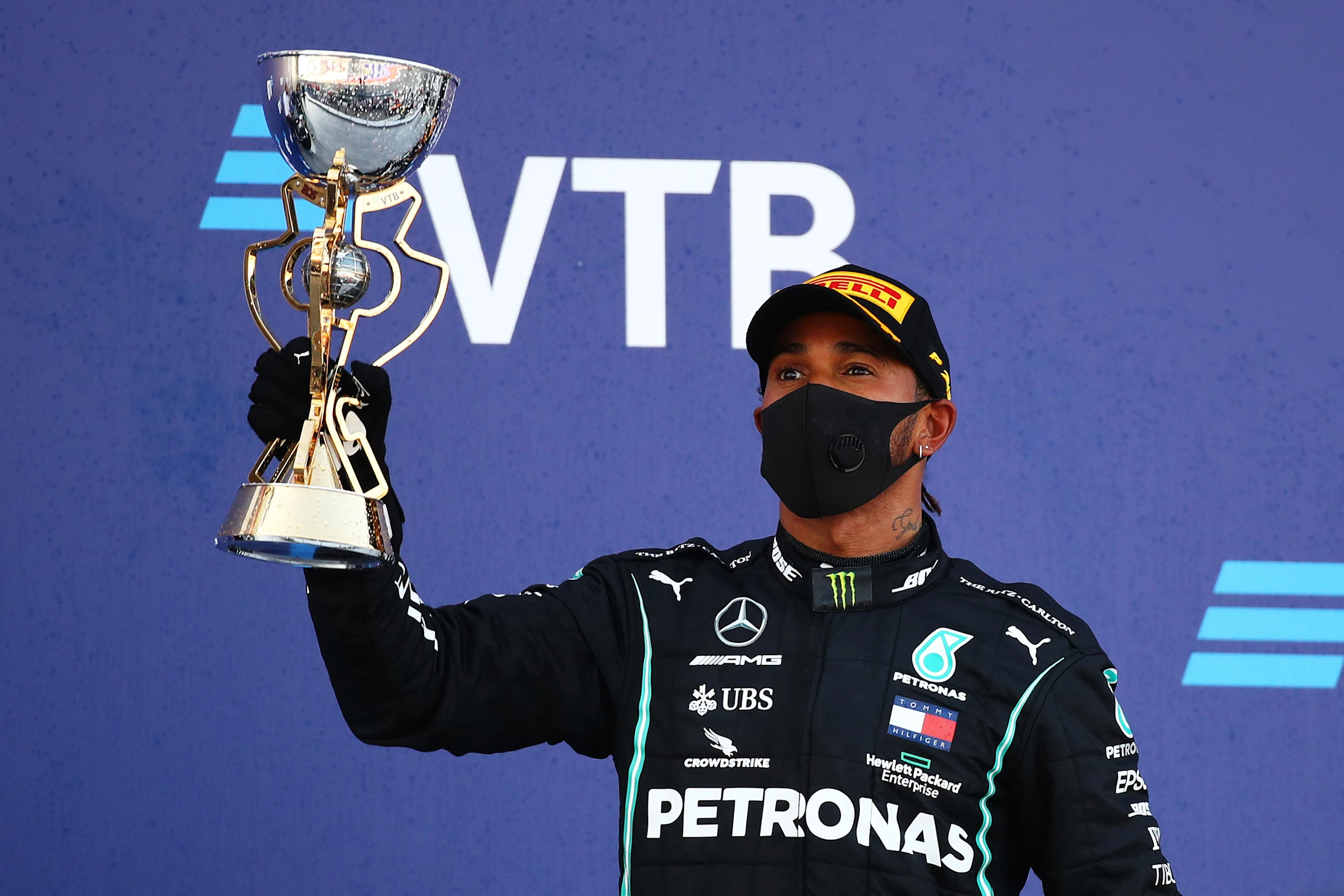 SOCHI, RUSSIA - SEPTEMBER 27: Third placed Lewis Hamilton of Great Britain and Mercedes GP