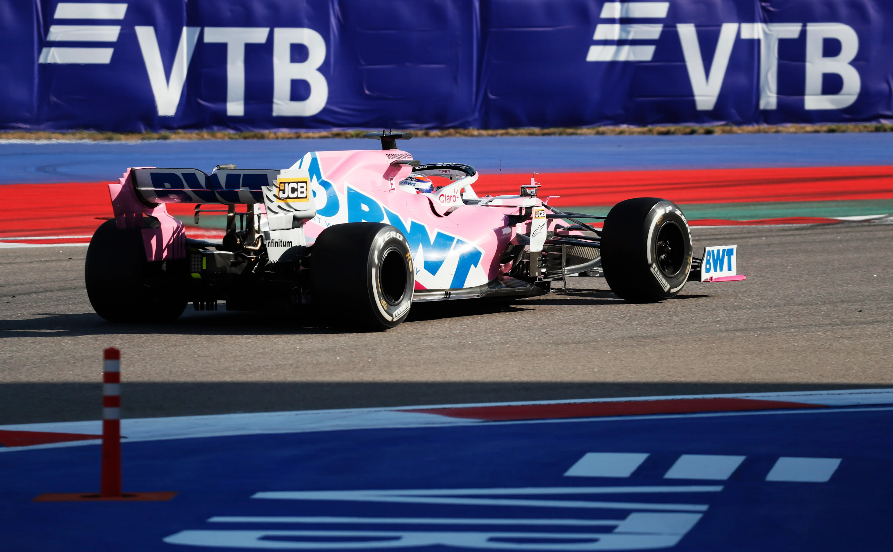 SOCHI, RUSSIA - SEPTEMBER 27: Sergio Perez of Mexico driving the (11) Racing Point RP20 Mercedes on