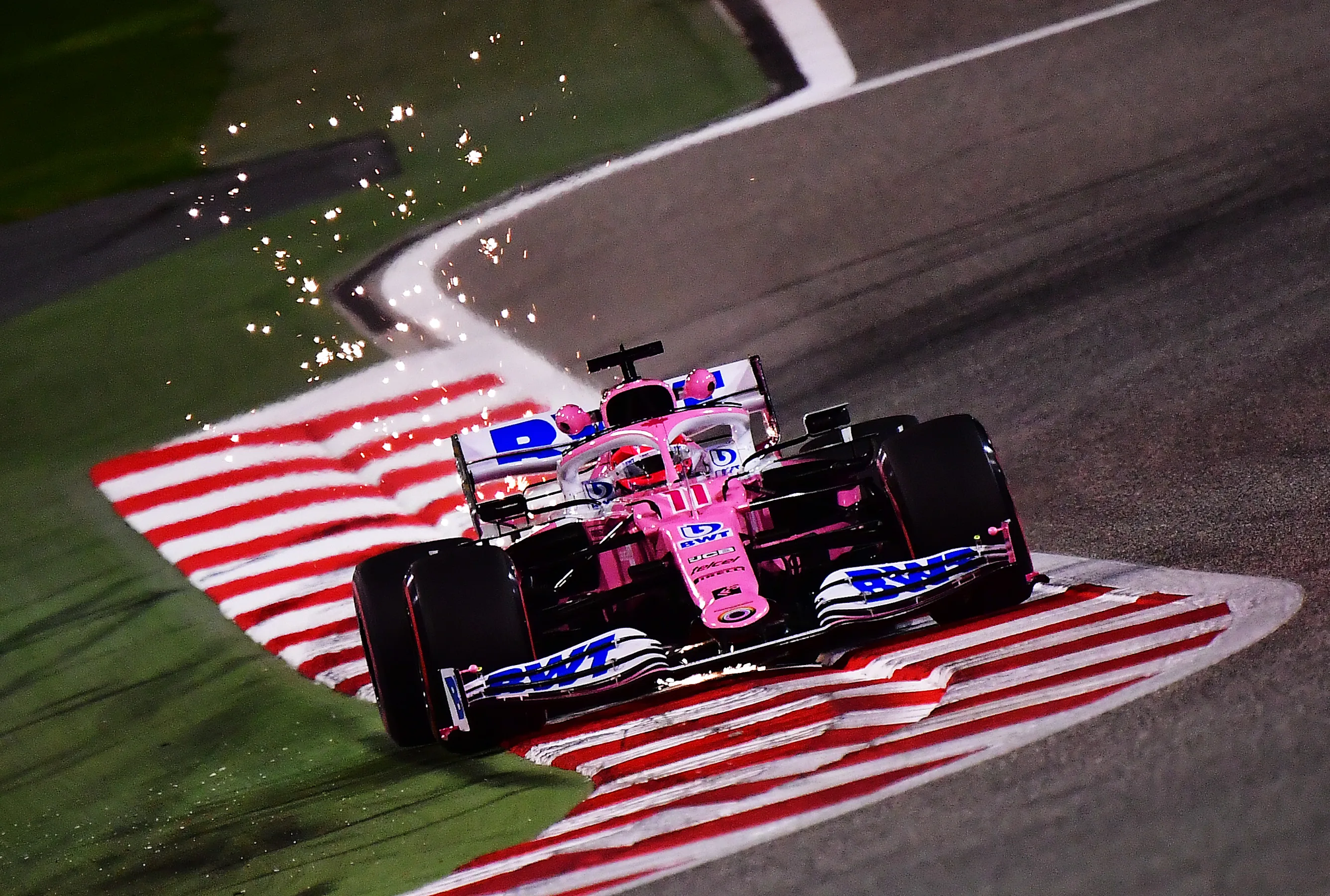 BAHRAIN, BAHRAIN - DECEMBER 04: Sergio Perez of Mexico driving the (11) Racing Point RP20 Mercedes