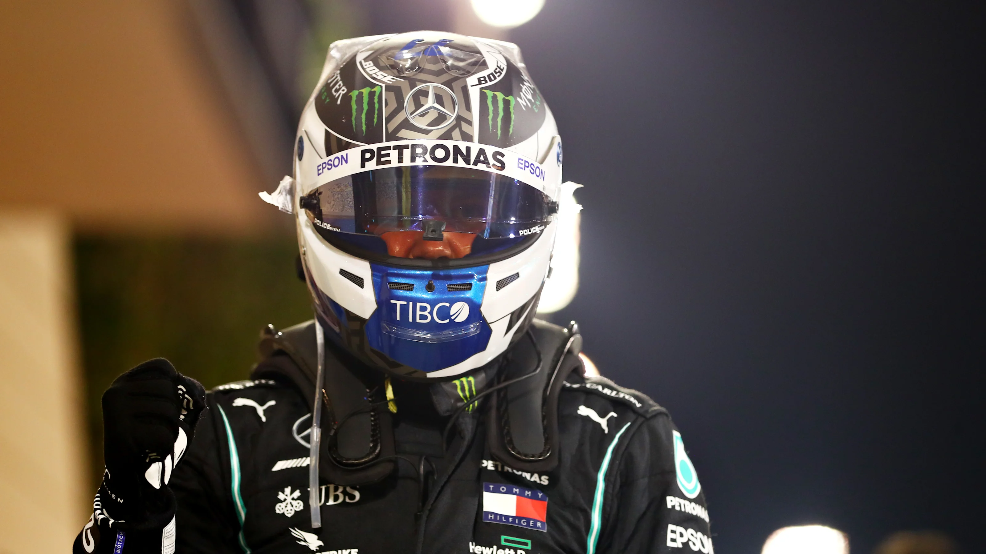 BAHRAIN, BAHRAIN - DECEMBER 05: Pole position qualifier Valtteri Bottas of Finland and Mercedes GP