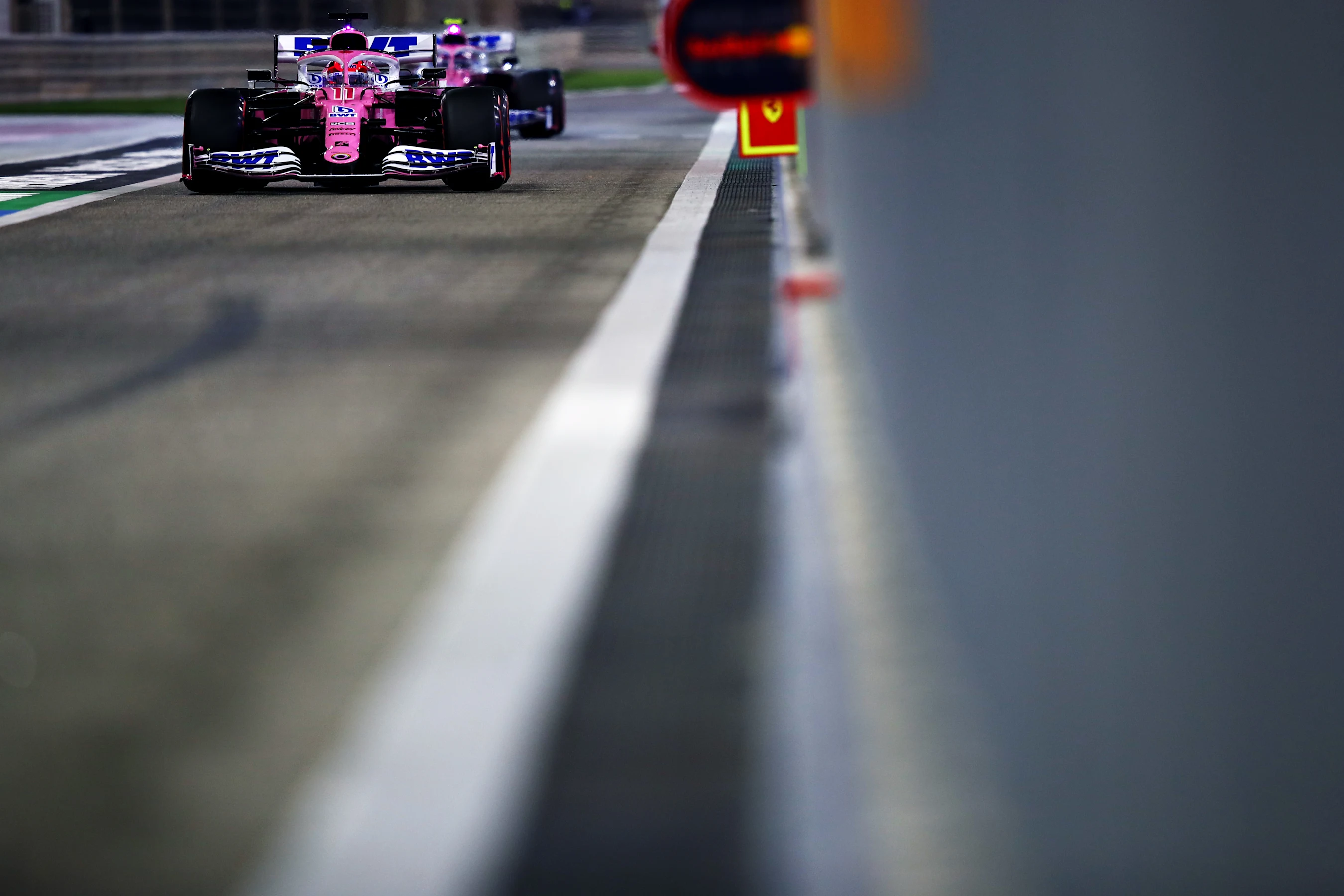 BAHRAIN, BAHRAIN - DECEMBER 05: Sergio Perez of Mexico driving the (11) Racing Point RP20 Mercedes