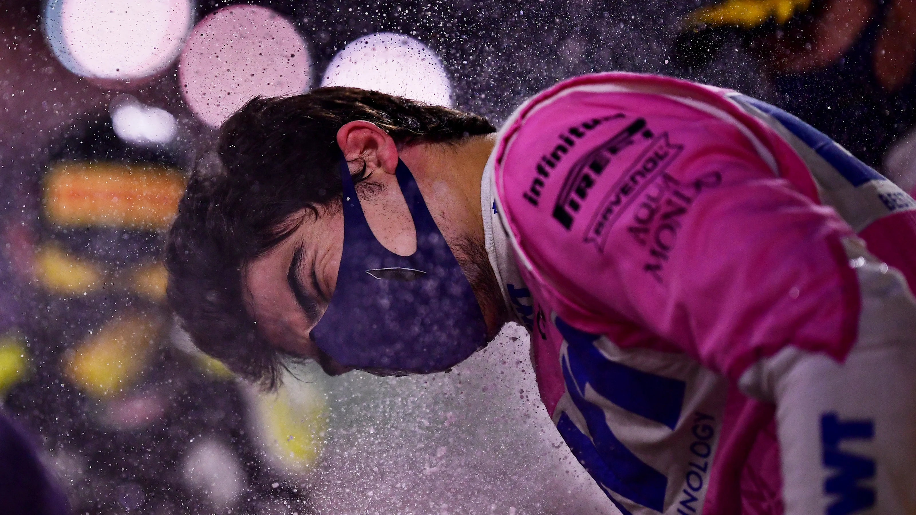 BAHRAIN, BAHRAIN - DECEMBER 06: Third placed Lance Stroll of Canada and Racing Point celebrates on