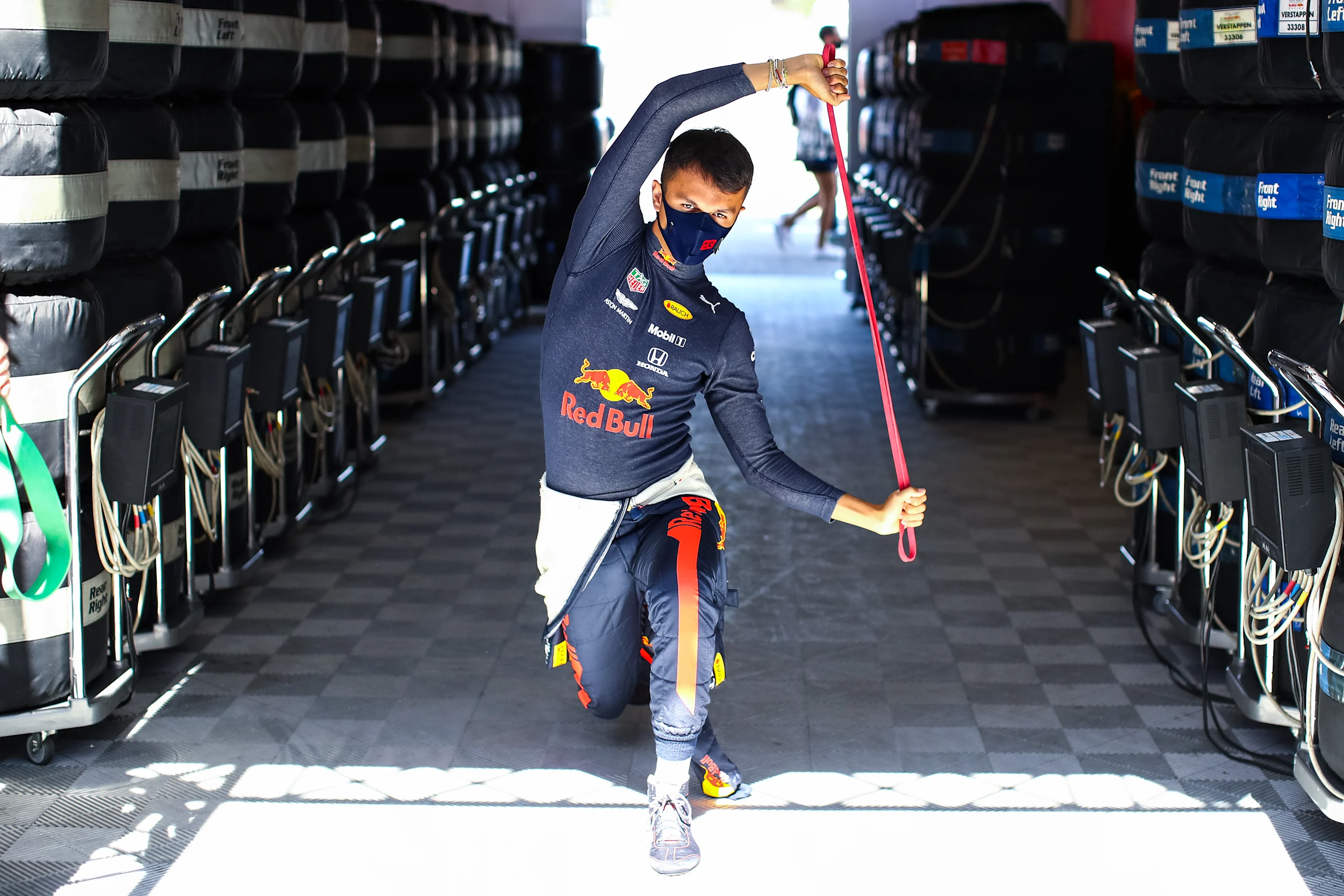 BARCELONA, SPAIN - AUGUST 15: Alexander Albon of Thailand and Red Bull Racing warms up before final