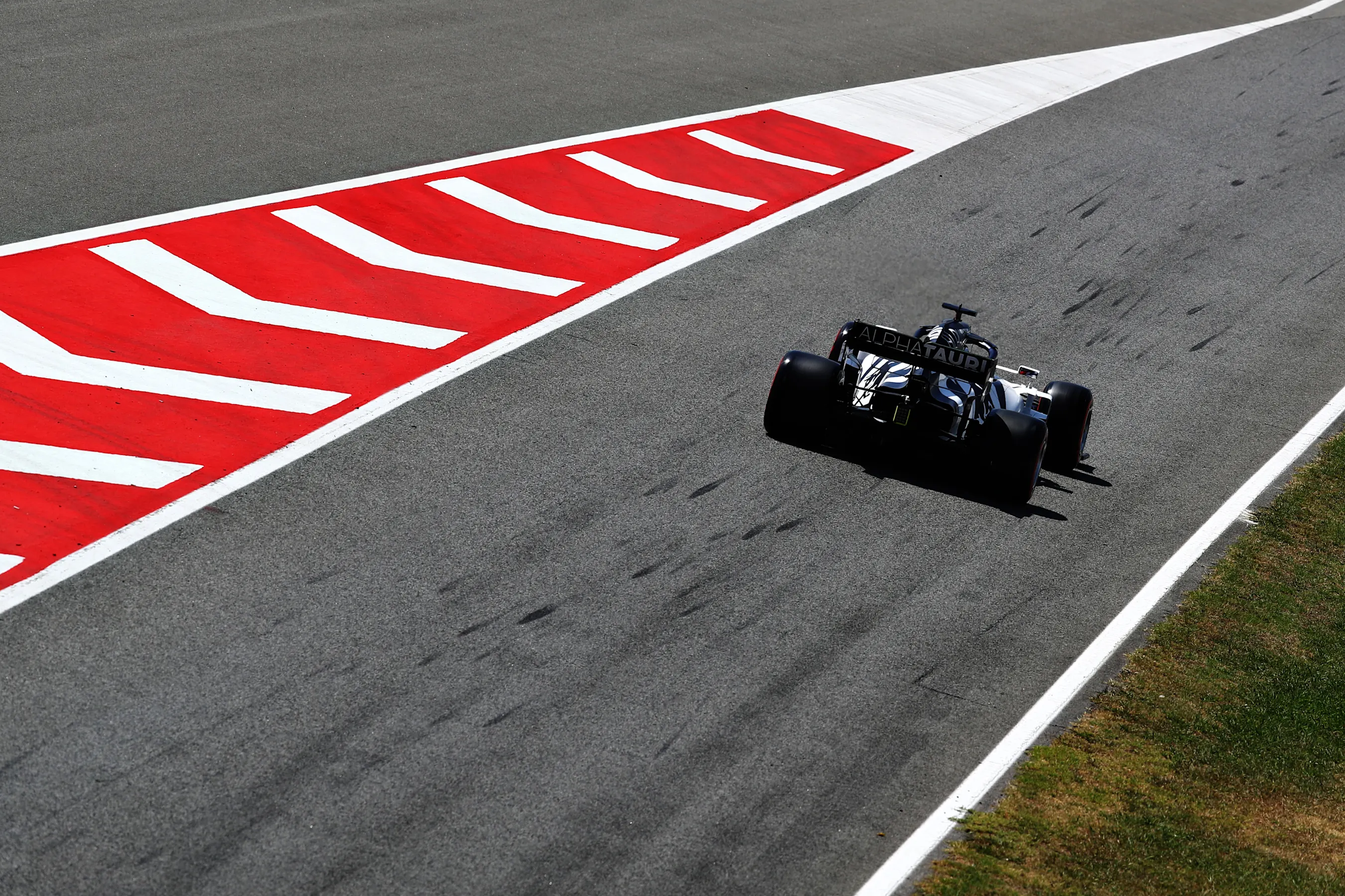 BARCELONA, SPAIN - AUGUST 15: Daniil Kvyat of Russia driving the (26) Scuderia AlphaTauri AT01