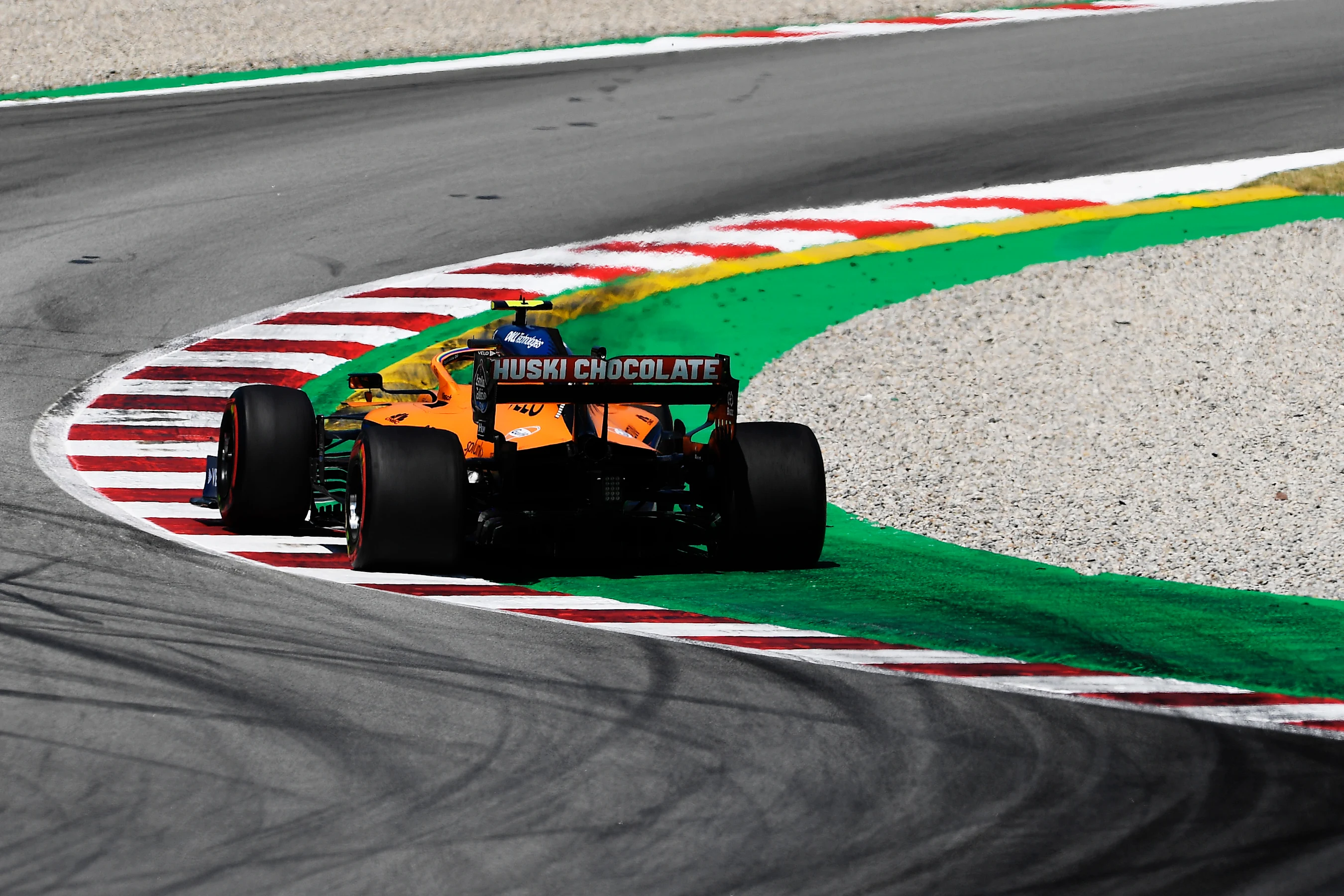BARCELONA, SPAIN - AUGUST 15: Lando Norris of Great Britain driving the (4) McLaren F1 Team MCL35