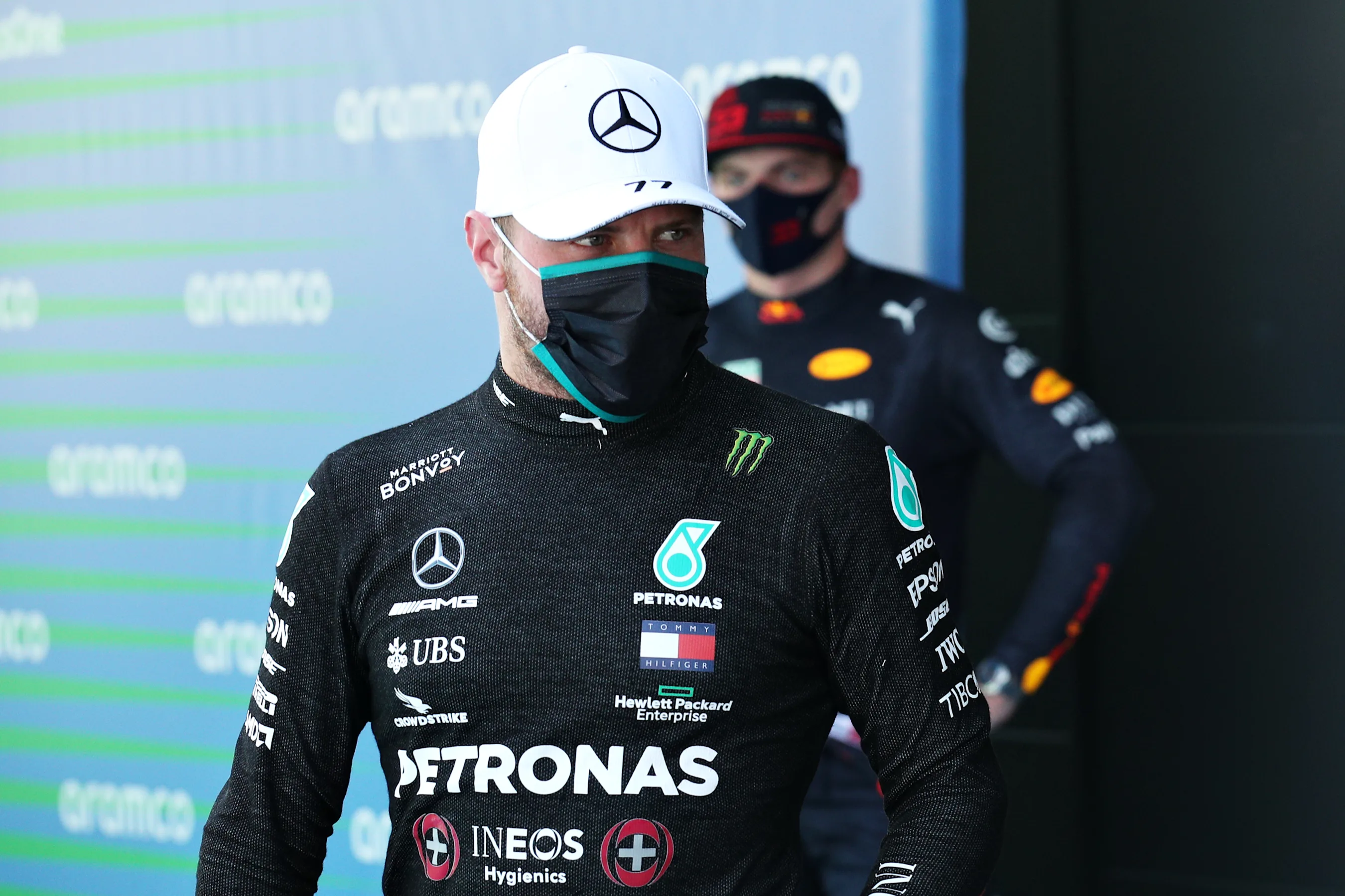 BARCELONA, SPAIN - AUGUST 15: Second placed qualifier Valtteri Bottas of Finland and Mercedes GP