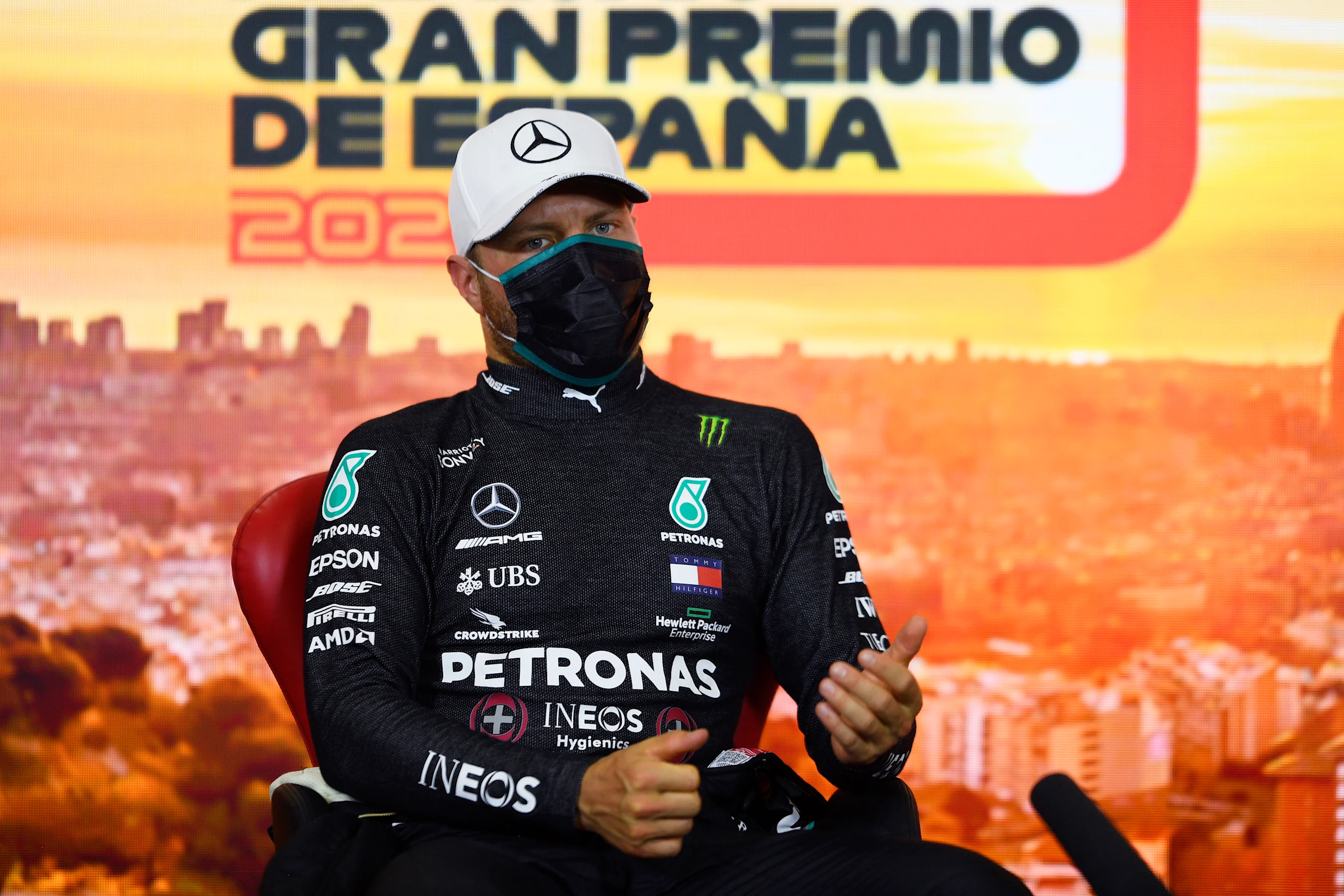 BARCELONA, SPAIN - AUGUST 15: Second placed qualifier Valtteri Bottas of Finland and Mercedes GP