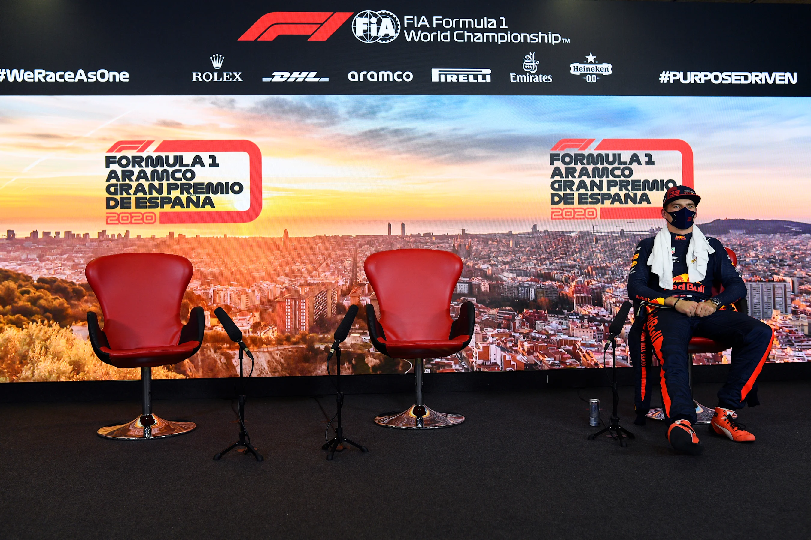 BARCELONA, SPAIN - AUGUST 15: Third placed qualifier Max Verstappen of Netherlands and Red Bull