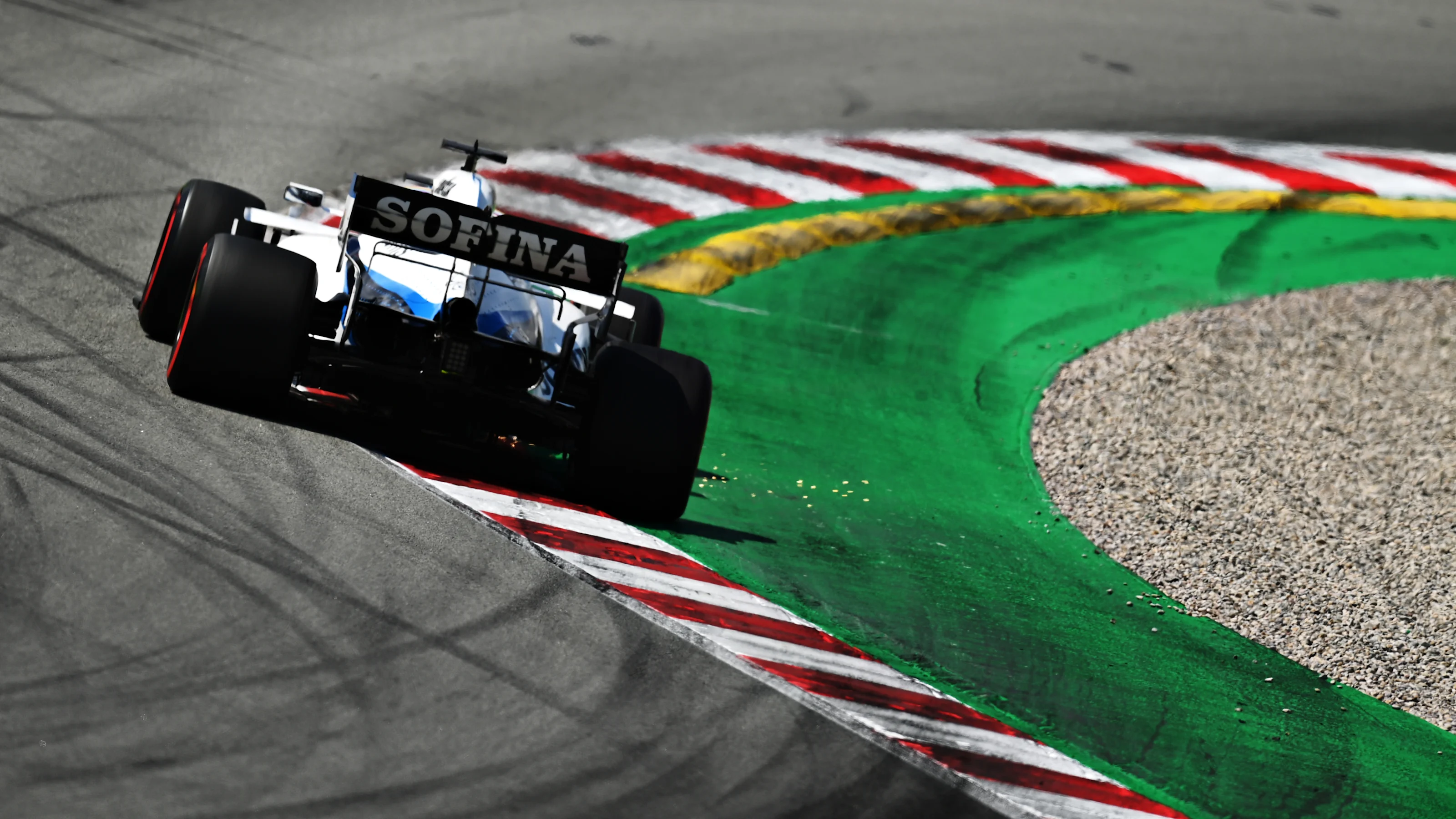 BARCELONA, SPAIN - AUGUST 16: George Russell of Great Britain driving the (63) Williams Racing FW43