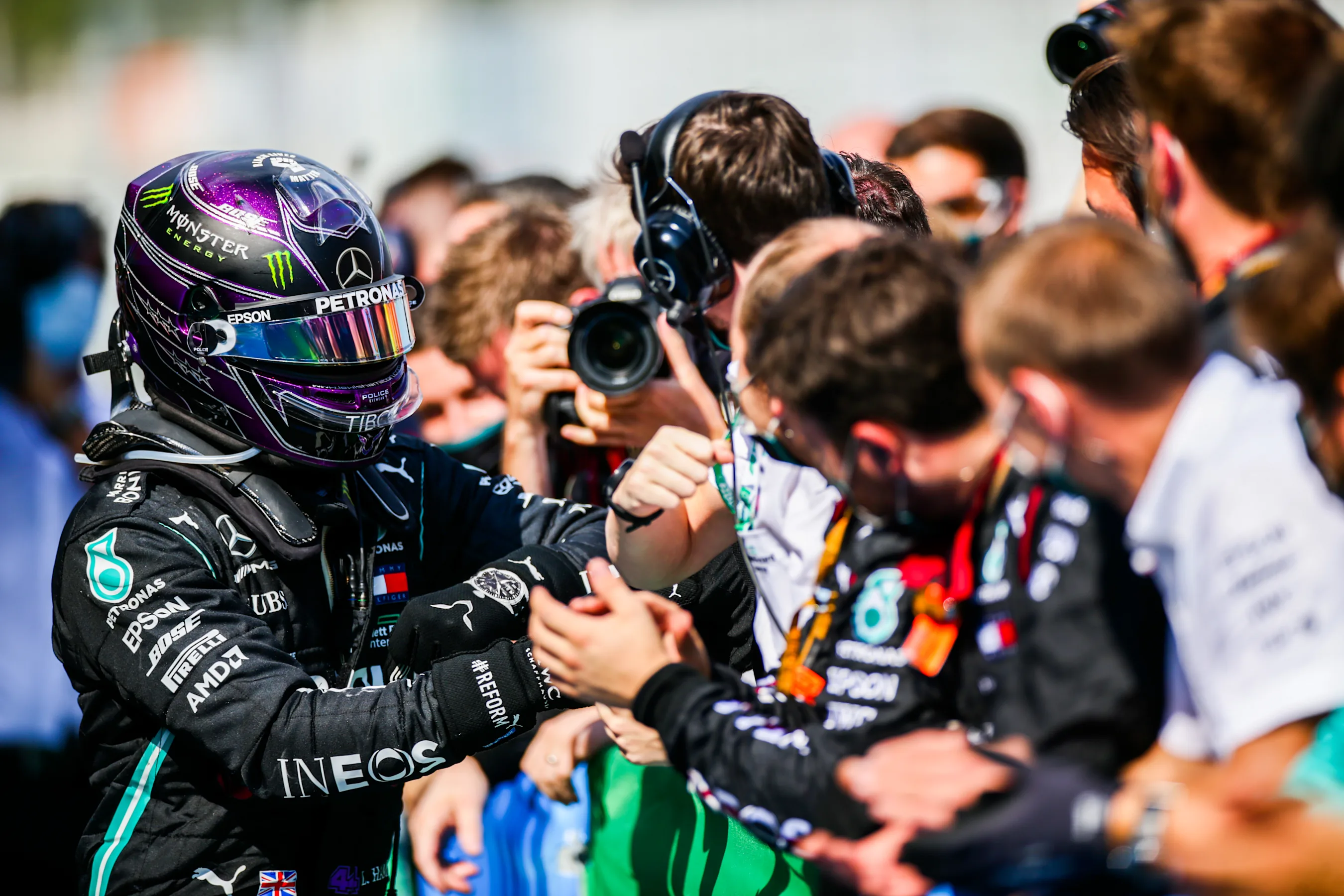BARCELONA, SPAIN - AUGUST 16: Lewis Hamilton of Mercedes and Great Britain  during the F1 Grand