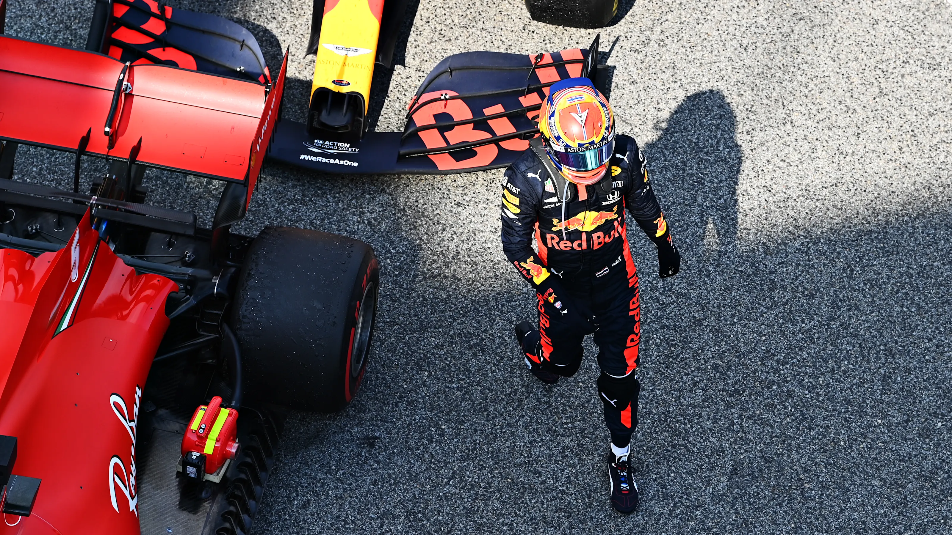 BARCELONA, SPAIN - AUGUST 16: Alexander Albon of Thailand and Red Bull Racing walks in parc ferme