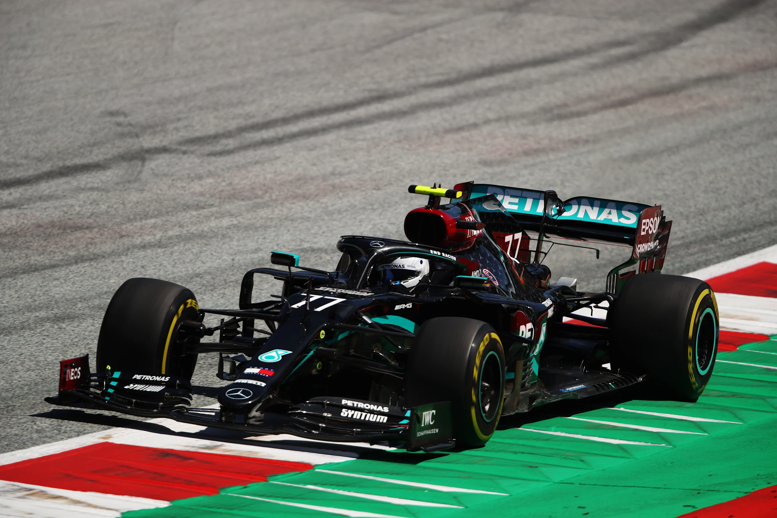 SPIELBERG, AUSTRIA - JULY 10: Valtteri Bottas of Finland driving the (77) Mercedes AMG Petronas F1